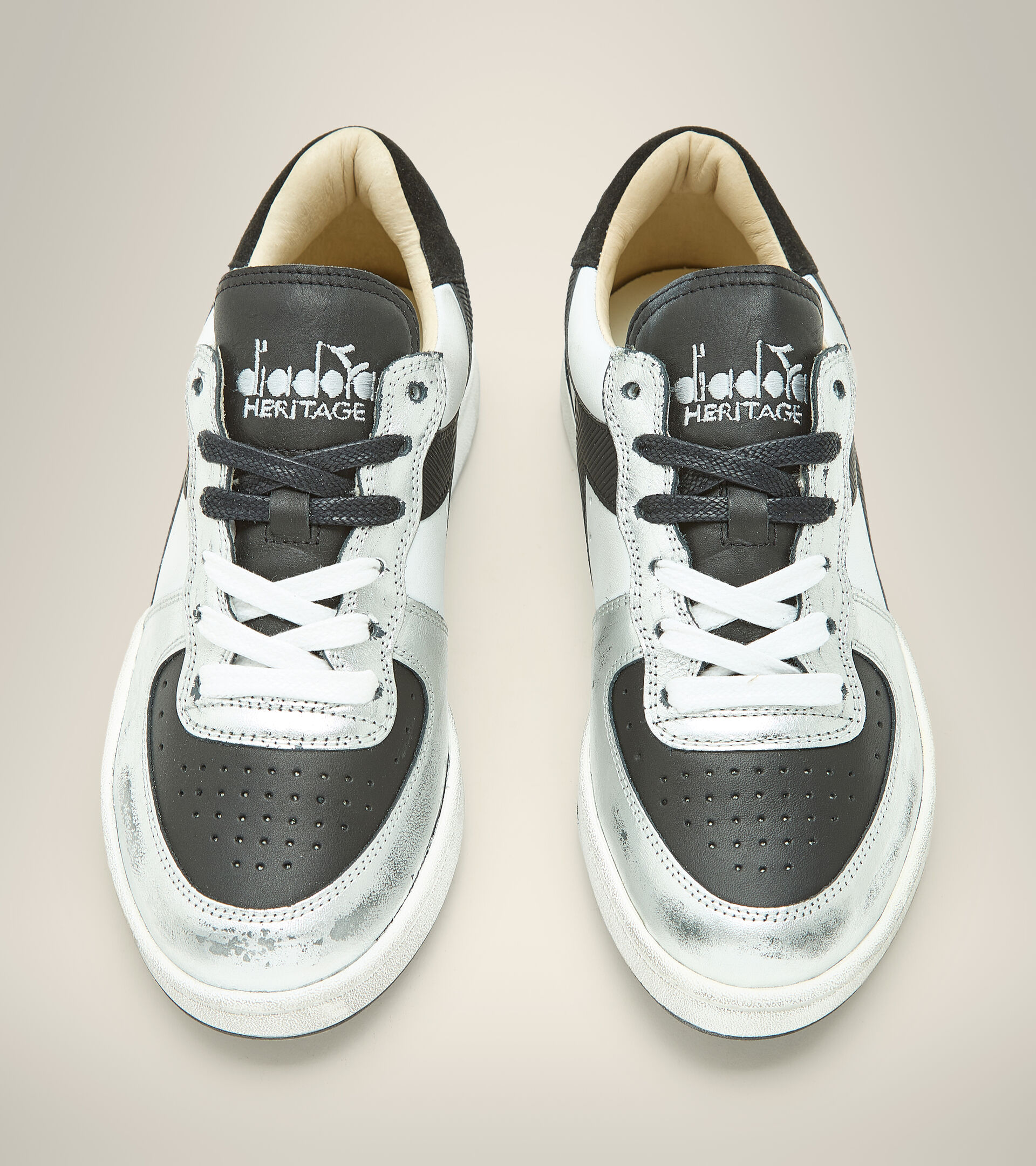 Heritage shoes - Unisex MI BASKET LOW METALLIC DIRTY WHITE/BLACK - Diadora