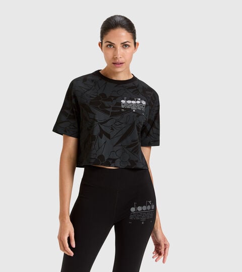 Cotton T-shirt - Women L. T-SHIRT SS CROP MANIFESTO BLACK - Diadora
