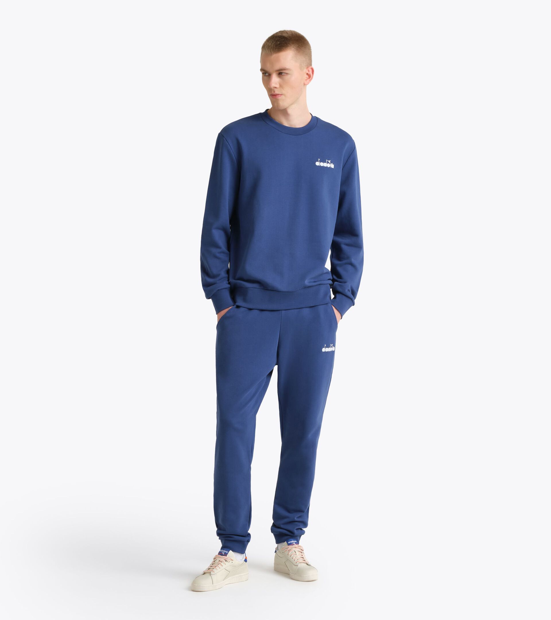 Cotton crewneck - All-Gender SWEATSHIRT CREW LOGO NAVY PEONY - Diadora