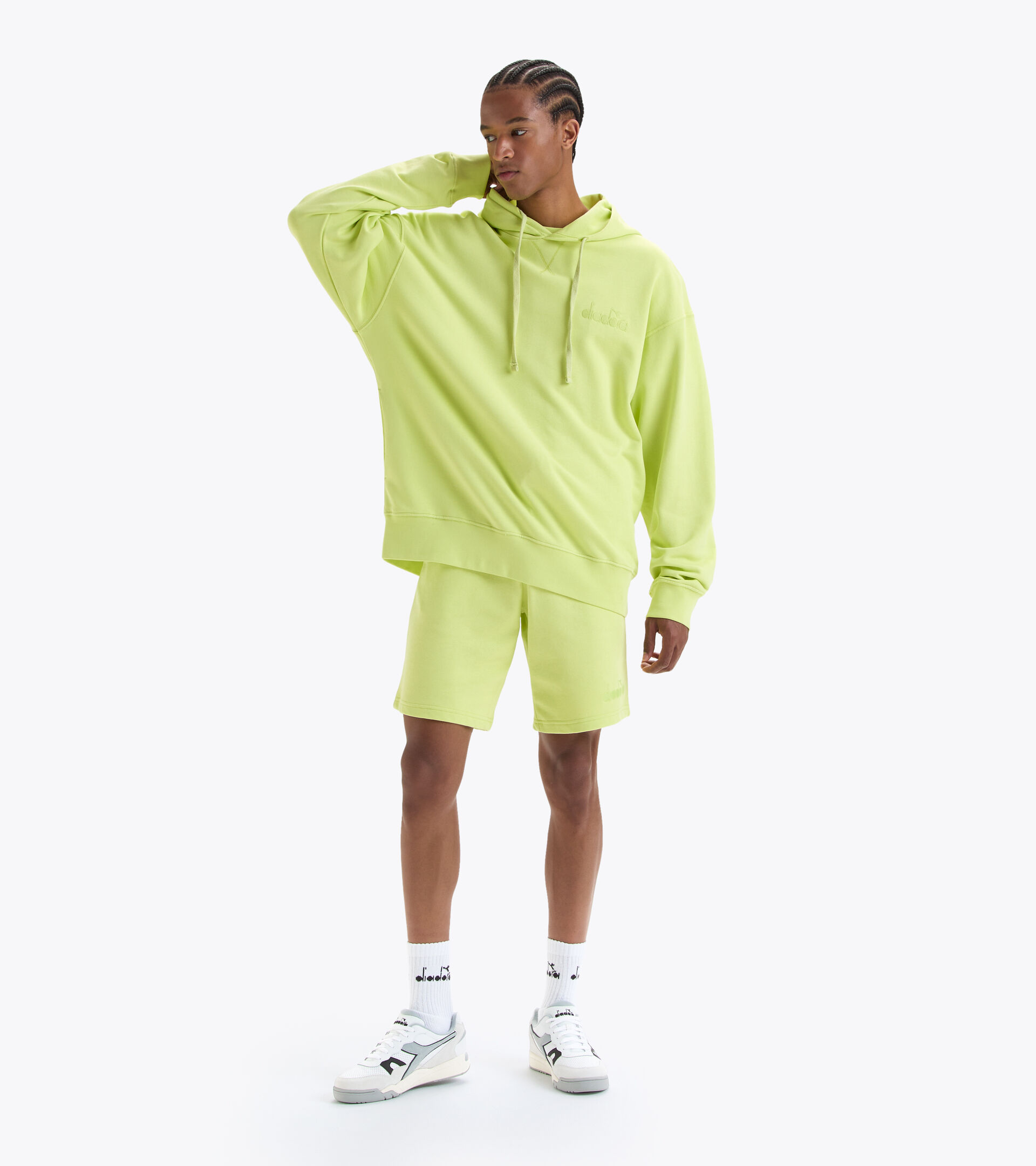 Sudadera con capucha de algodón - Unisex HOODIE SPW LOGO VERDE DAIQUIRI - Diadora