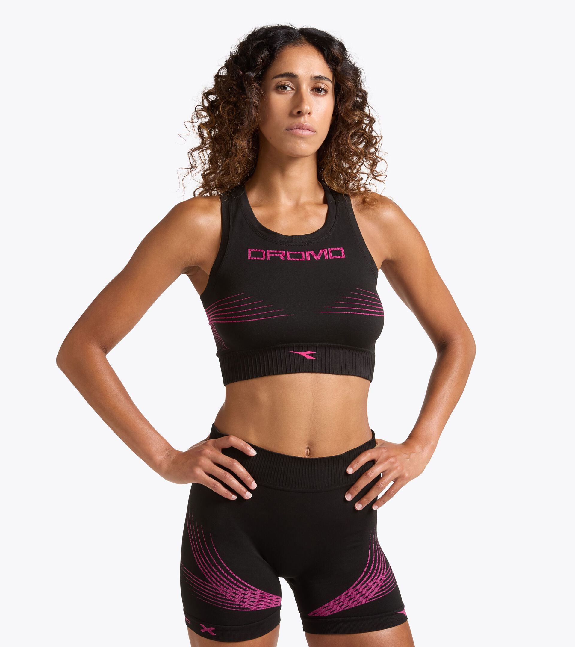 Dromo X Diadora -  Running crop tank - Woman - Made in Italy L. TOP STRATOUNO DROMO BLACK - Diadora