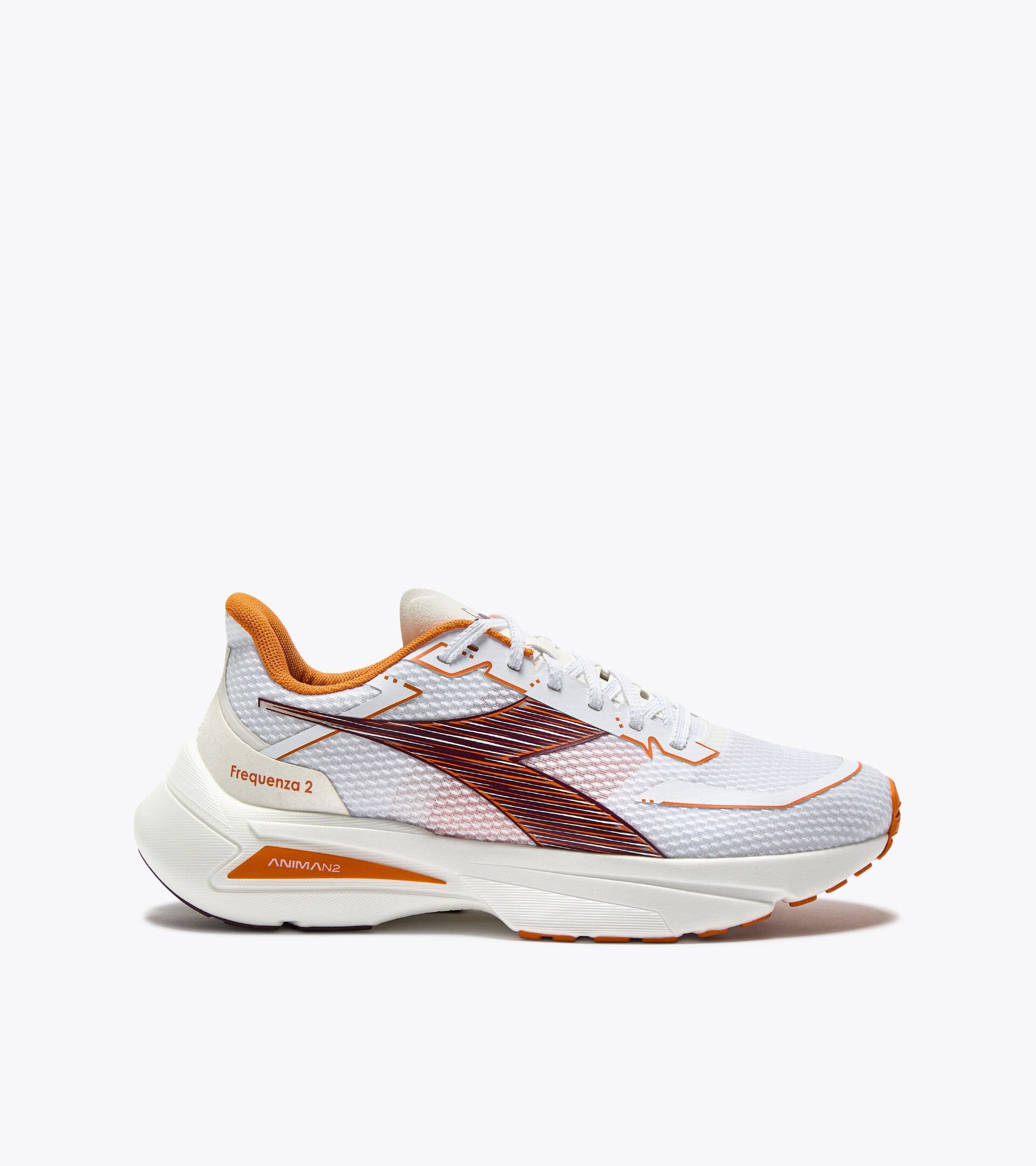 Running shoe - Lightness and reactivity - Men&rsquo;s FREQUENZA 2 WHITE/MAROON BANNER - Diadora