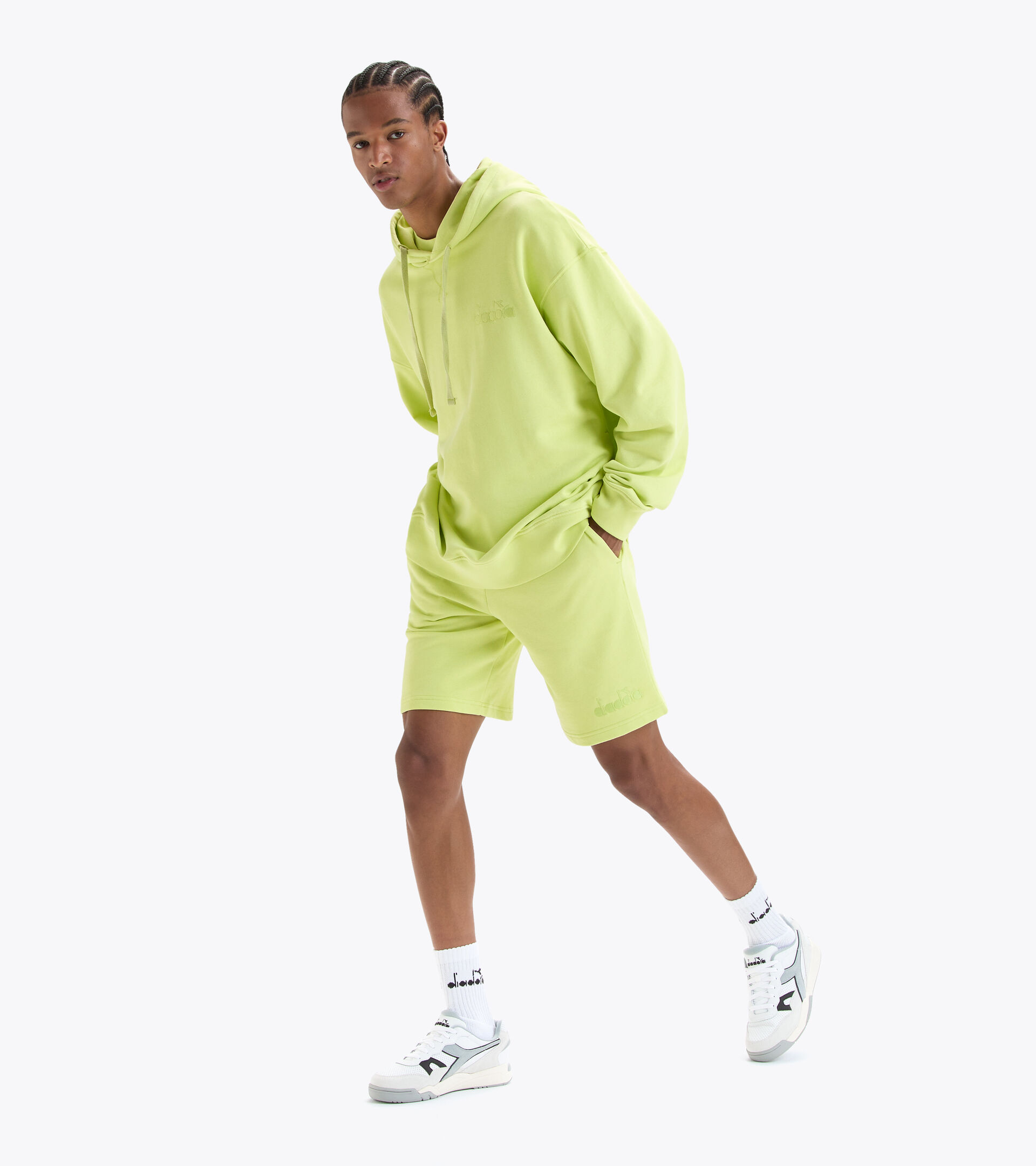 Felpa con cappuccio in cotone - Gender neutral HOODIE SPW LOGO VERDE LIME SCURO - Diadora