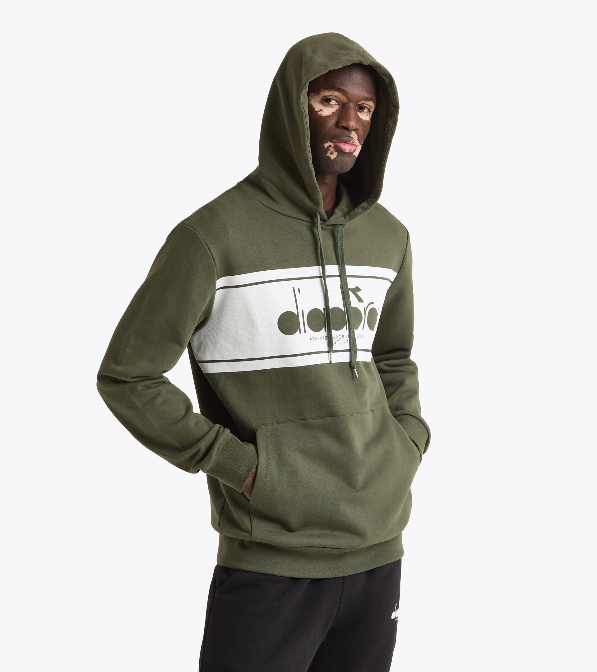 Sudadera con capucha color block - Para todos los g&eacute;neros HOODIE LOGO VERDE FIFLE - Diadora