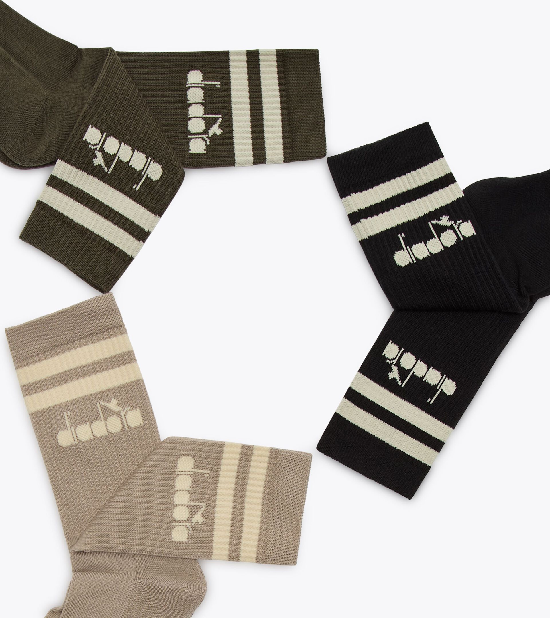 Set of 3 socks - Made in Italy SOCKS 3PACK LEGACY RAINY DAY/BLACK/MILITARY OLIVE - Diadora