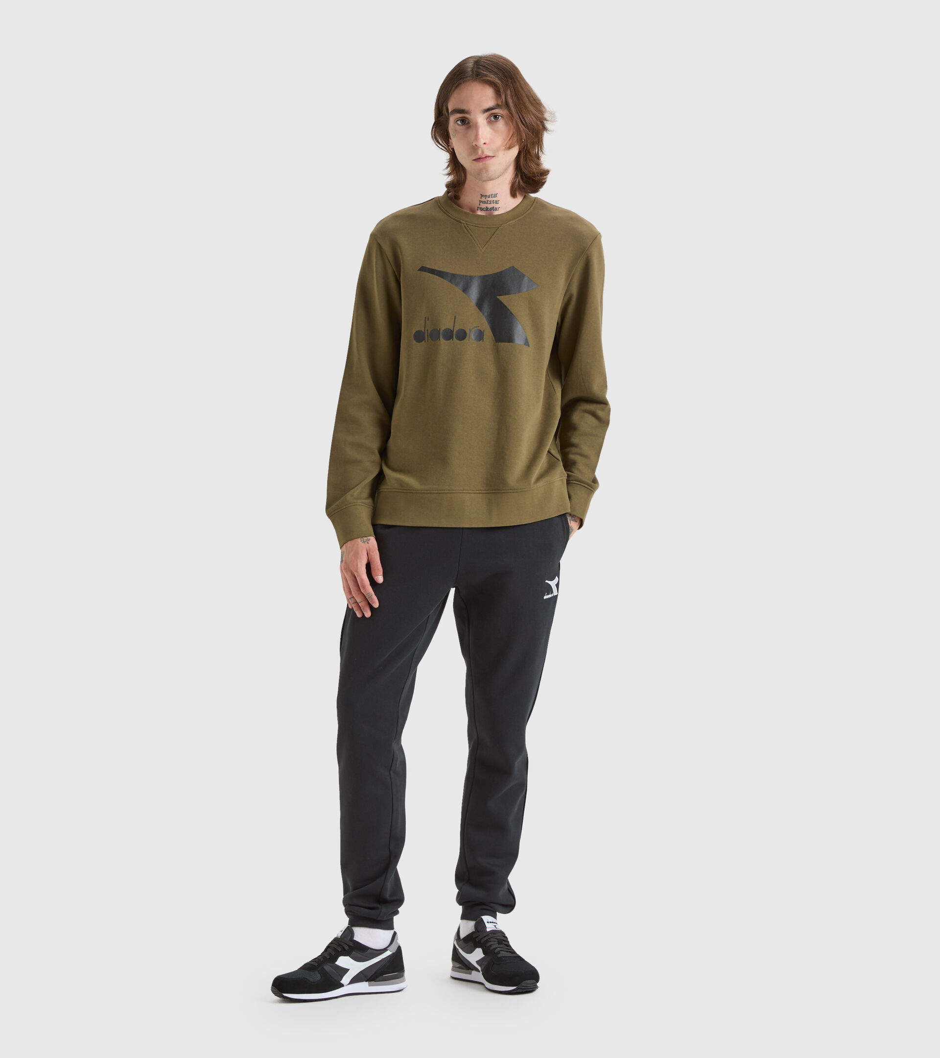 Sweat-shirt de sport - Homme SWEATSHIRT CREW CHROMIA OLIVE MILITAIRE - Diadora