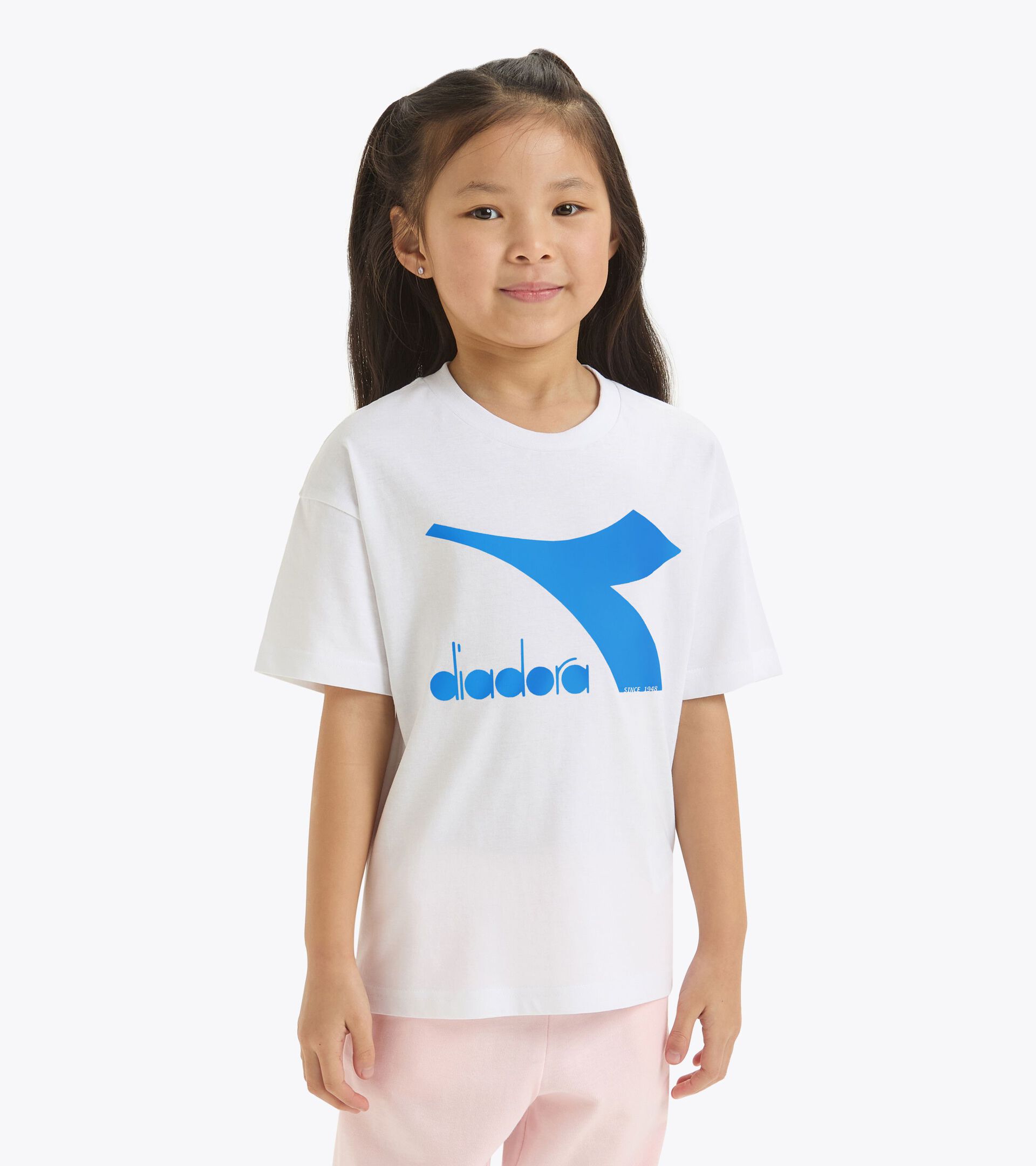 T-shirt sportiva - Bambini/e JU.T-SHIRT SS BL BIANCO OTTICO/BLU PRINCIPESSA - Diadora