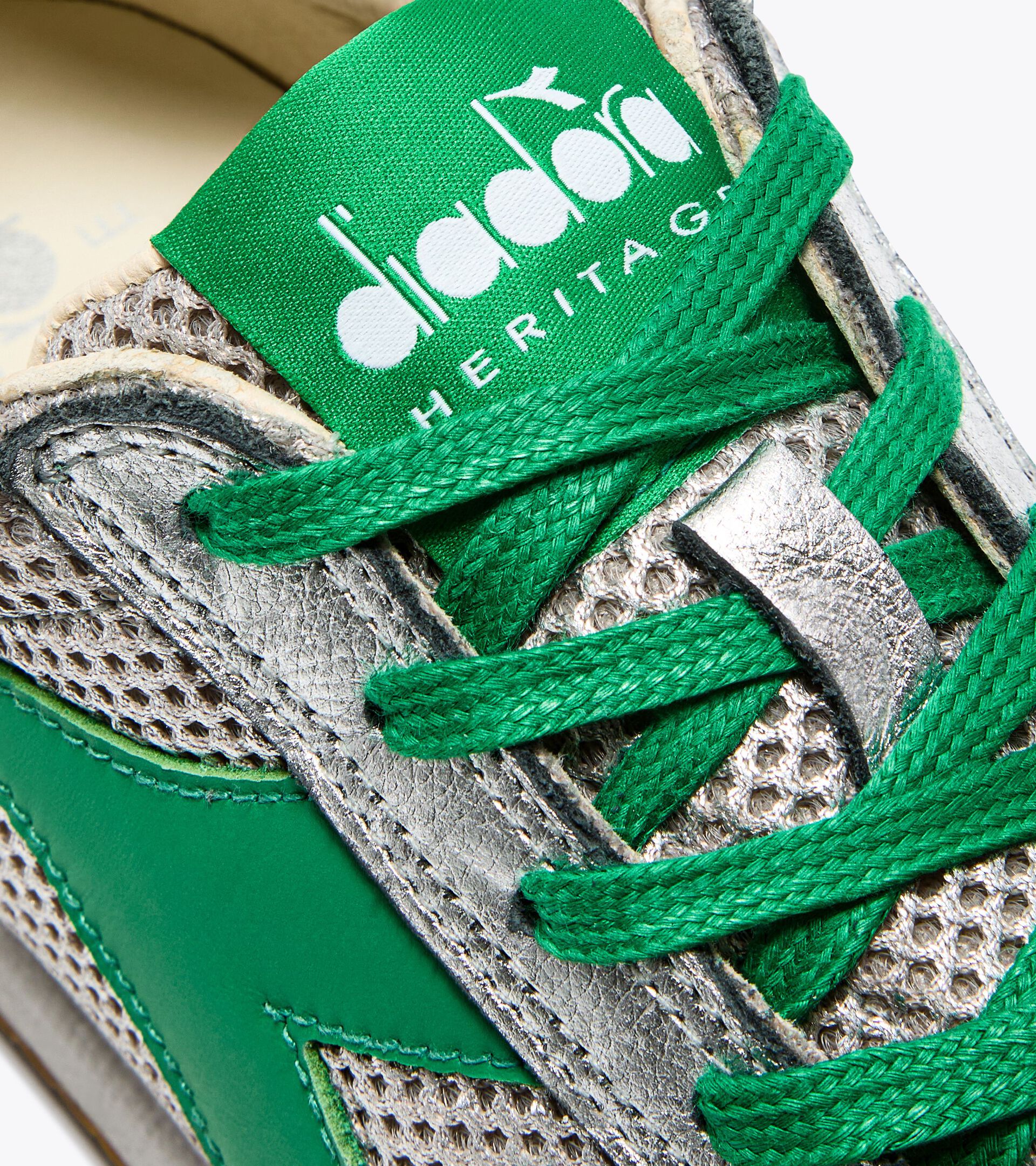 Heritage leather sneaker - All-Gender EQUIPE STELLAR SW SILVER METALIZED/GREEN PEAS CREAM - Diadora