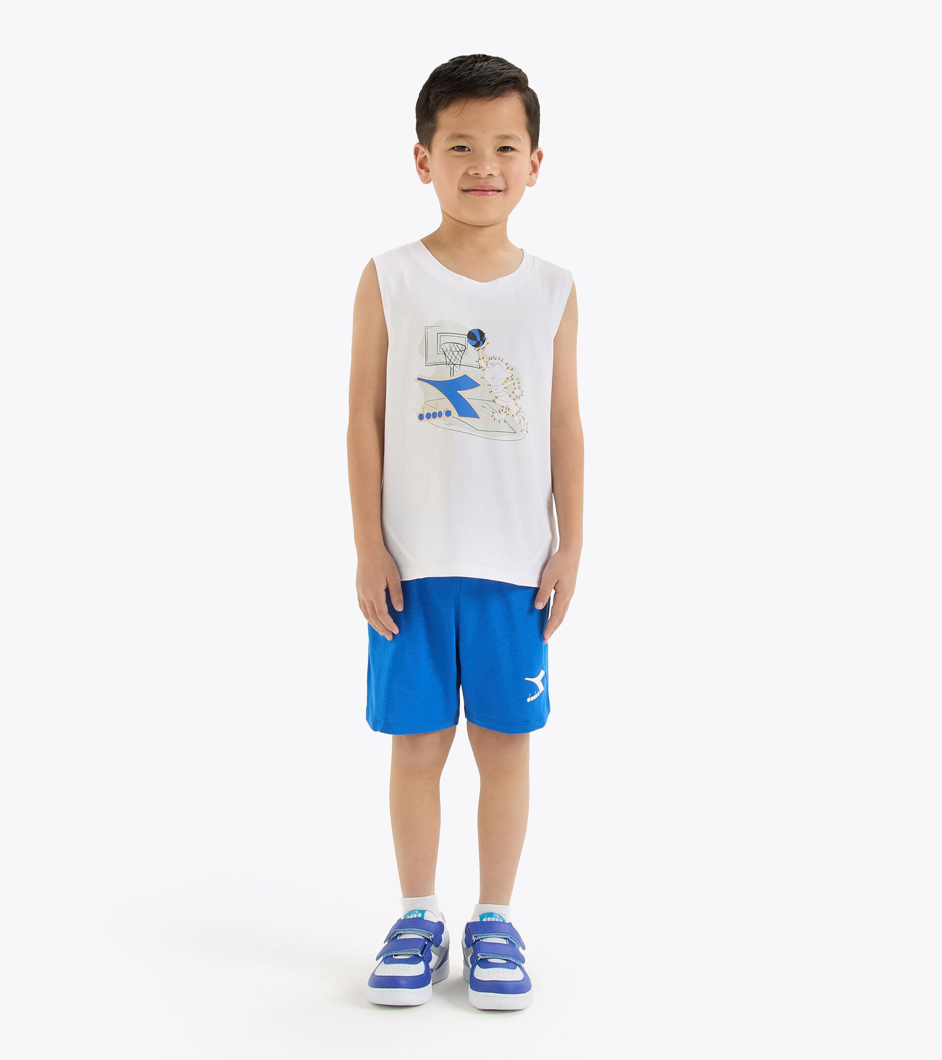 Conjunto deportivo - Camiseta sin mangas y pantalones cortos - Niños y adolescentes JB. SET SL RIDDLE BLANCO VIVO - Diadora