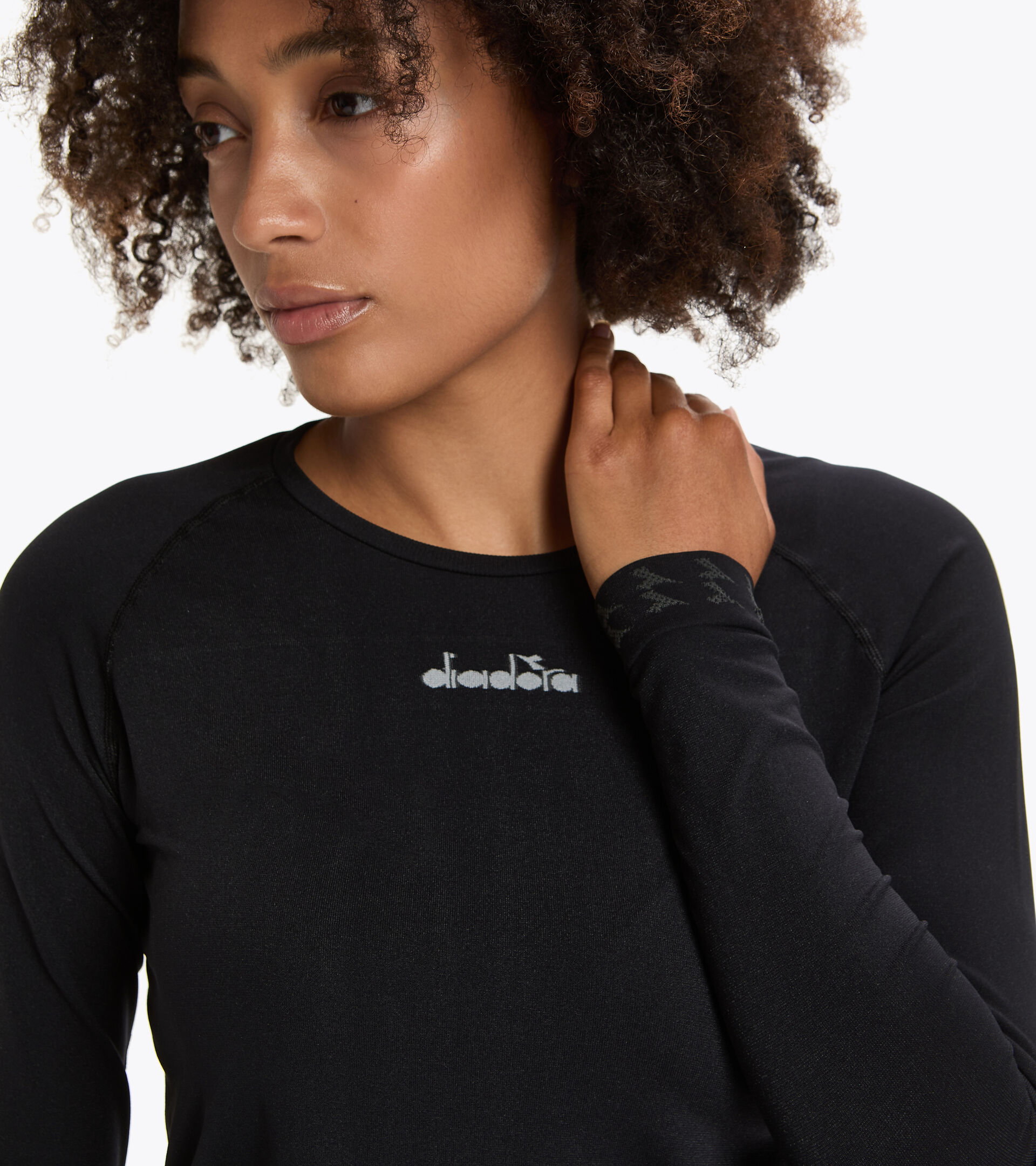 Italian-made running T-shirt - Women L. LS SKIN FRIENDLY T-SHIRT BLACK - Diadora