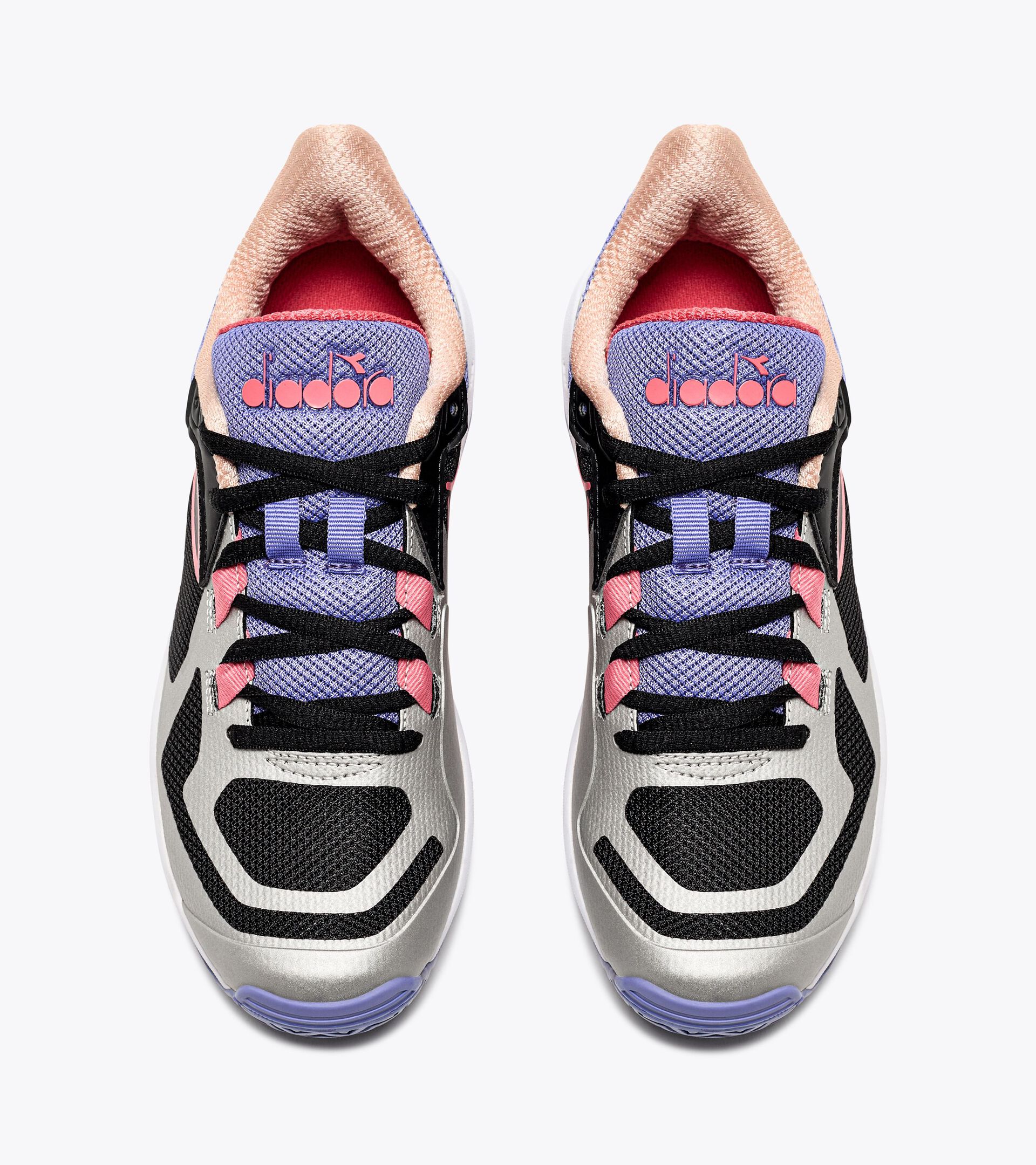 Pickleball shoes for hard surfaces or clay courts - Women TROFEO 2 W AG PKL BLACK/CALYPSO CORAL - Diadora