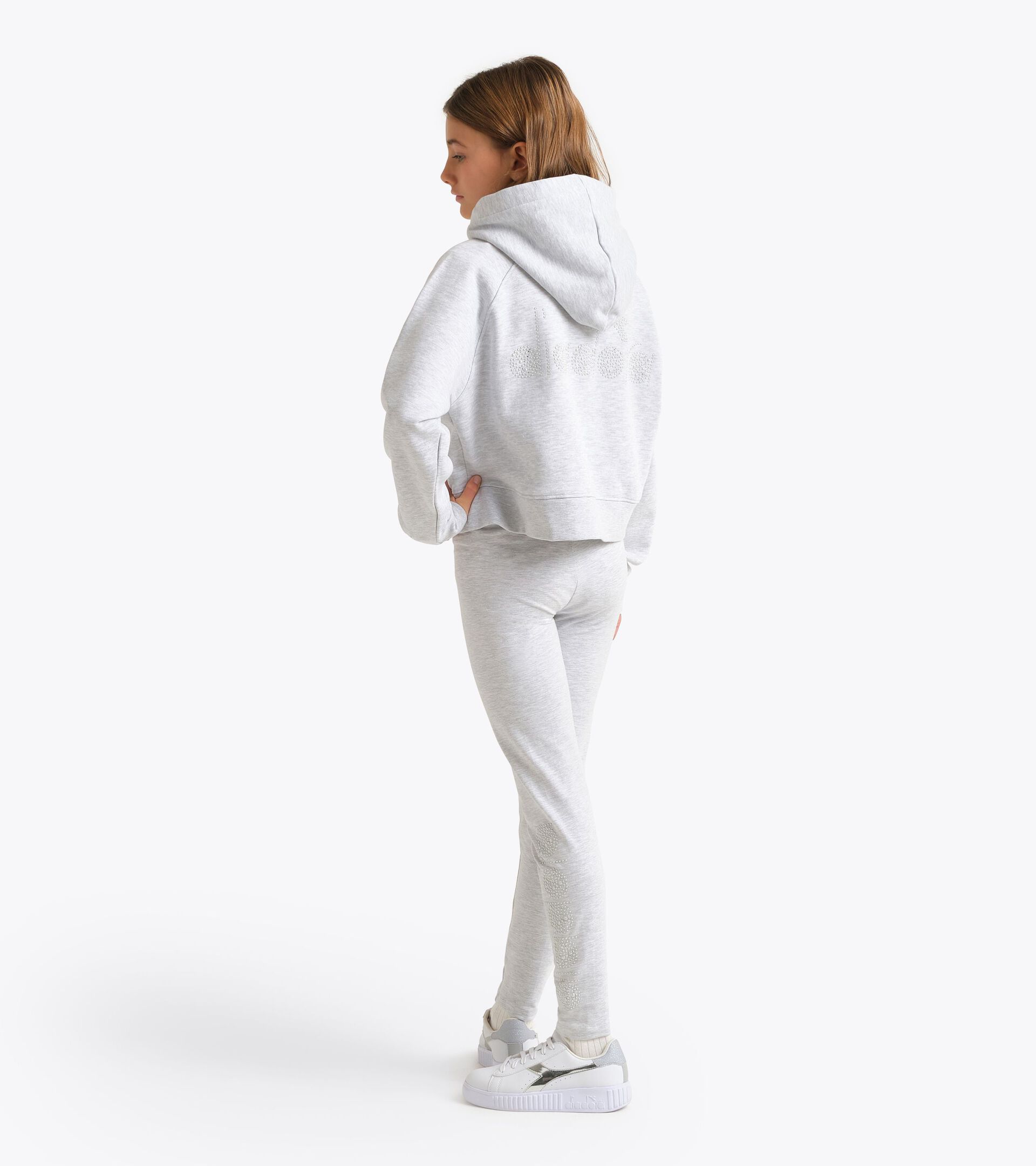 Sweat-shirt &agrave; capuche - Ado fille JG. HOODIE RHINESTONE GRIS MOYENNE CLAIR MELANGE - Diadora
