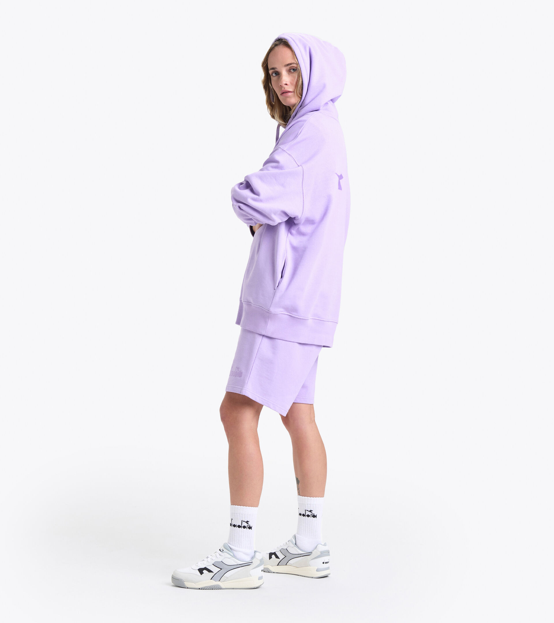 Sudadera con capucha de algodón - Unisex HOODIE SPW LOGO ROSA PURPURA - Diadora