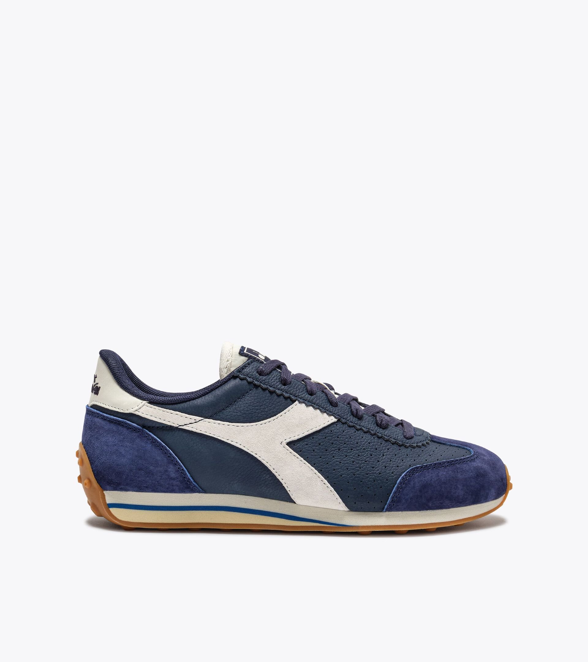 Low-profile leather sneaker - All-gender RALLY PUNCHED MEDIEVAL BLUE - Diadora
