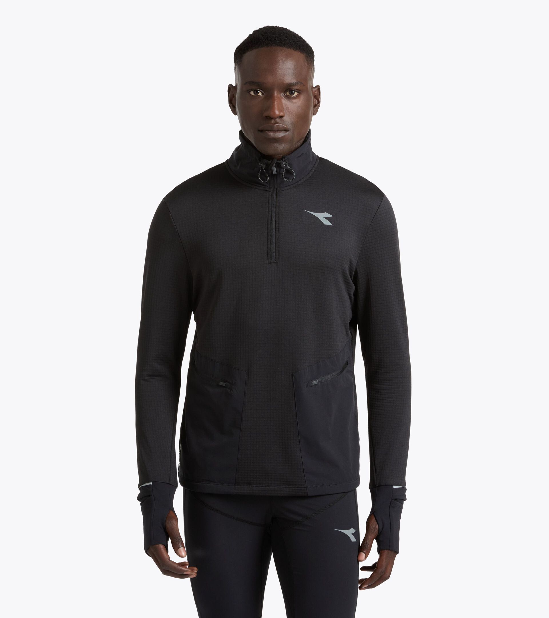 Thermoregulating Fleece with FIBRAZERO Yarns - Running Winter Protection - Men&rsquo;s WARM UP WINTER FIBRAZERO BLACK - Diadora
