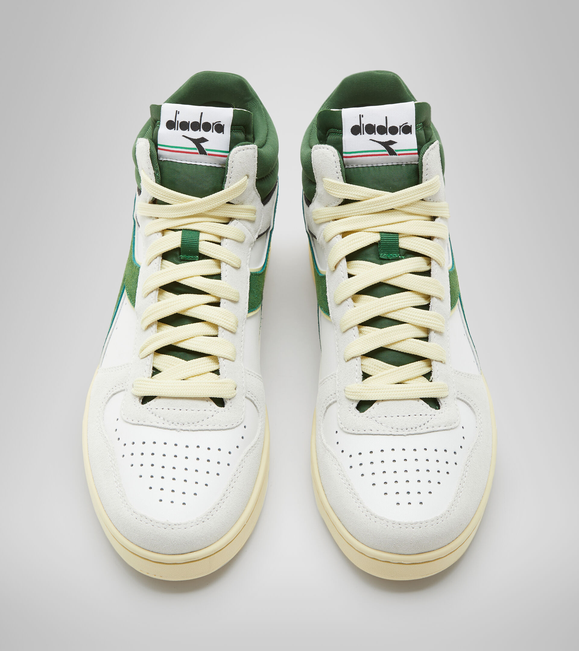 Sportschuh - Unisex MAGIC BASKET DEMI CUT SUEDE LEATHER WEISS/GRUEN/WEISS - Diadora