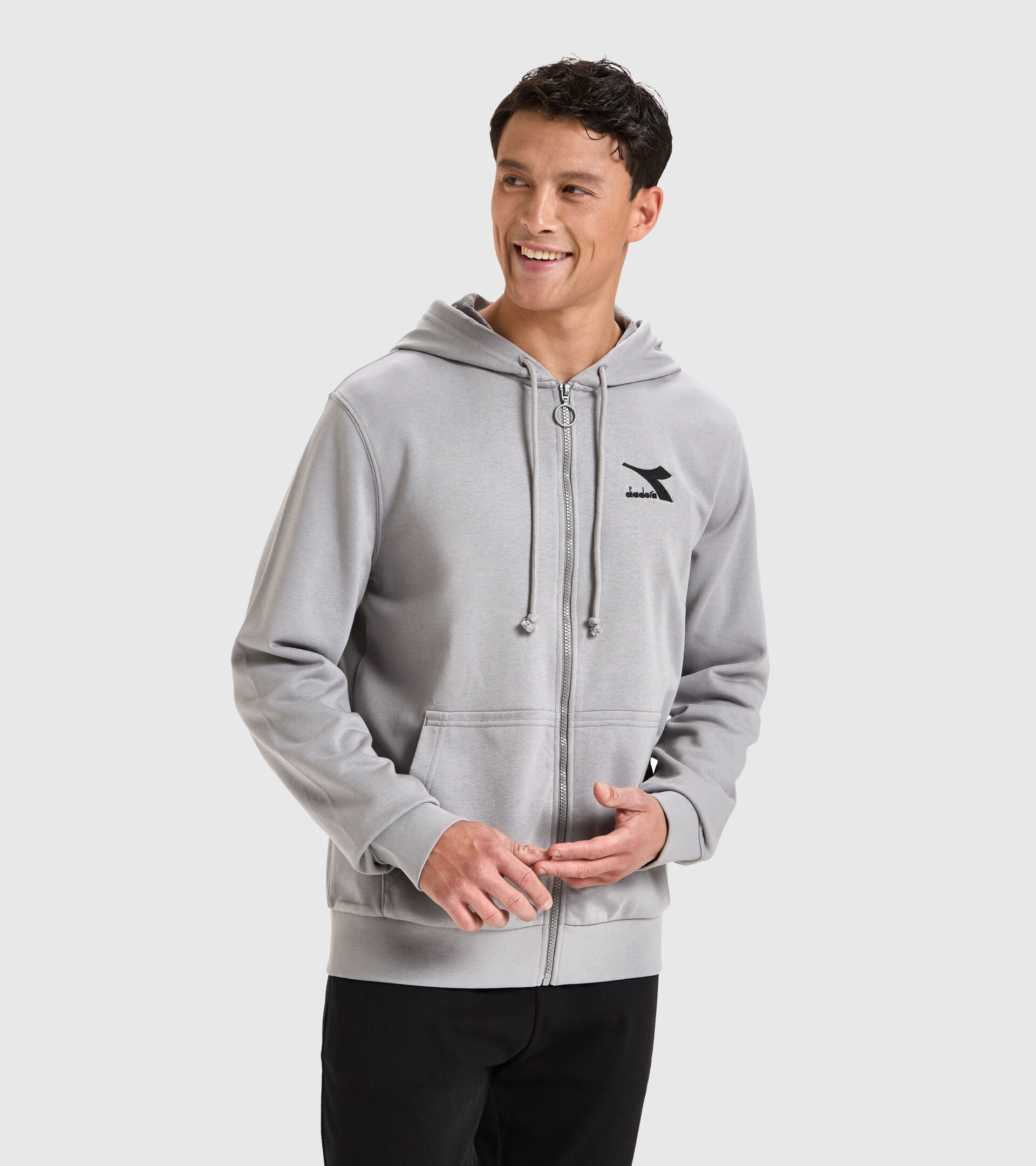 Cotton-blend sports sweatshirt - Men HOODIE FZ SWEAT CORE GRAY MOUSE - Diadora