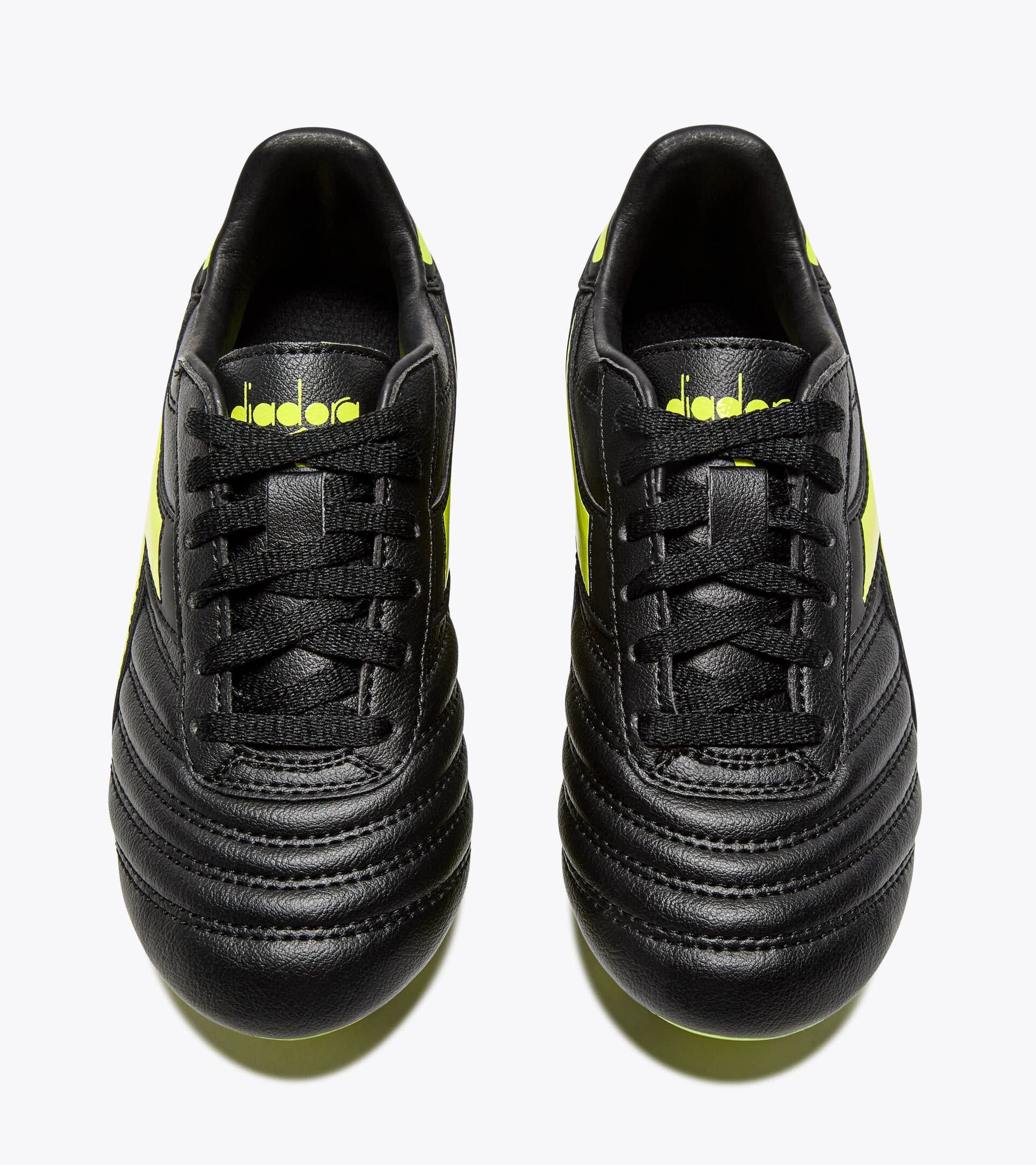 Calcio boots for firm grounds - Junior BRASIL ICON R LPU JR BLACK/FLUO YELLOW DIADORA - Diadora