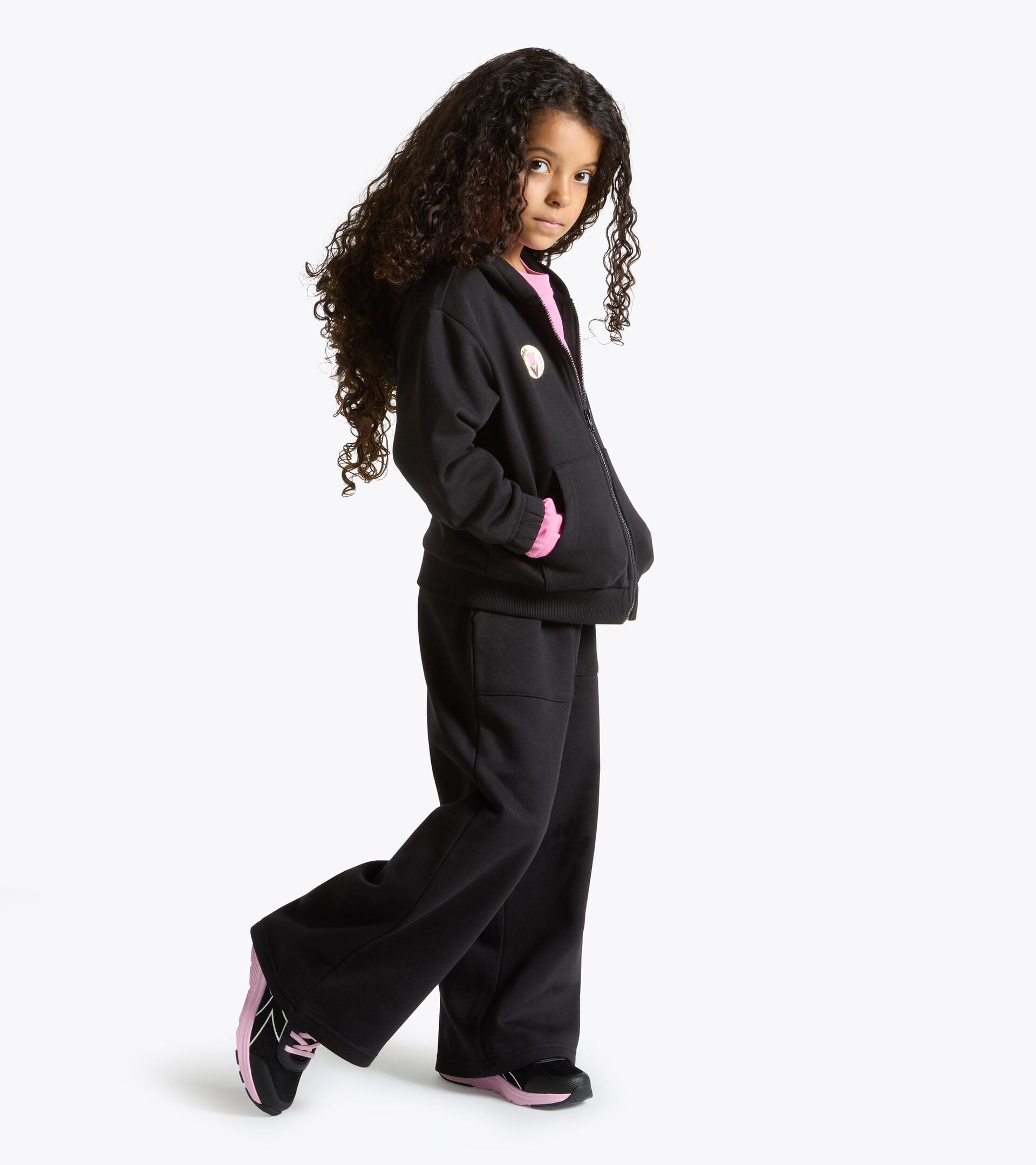 Ch&aacute;ndal cotton look - Regular/Relaxed - Ni&ntilde;a JG. TRACKSUIT HD FZ LOGO (BR) NEGRO - Diadora