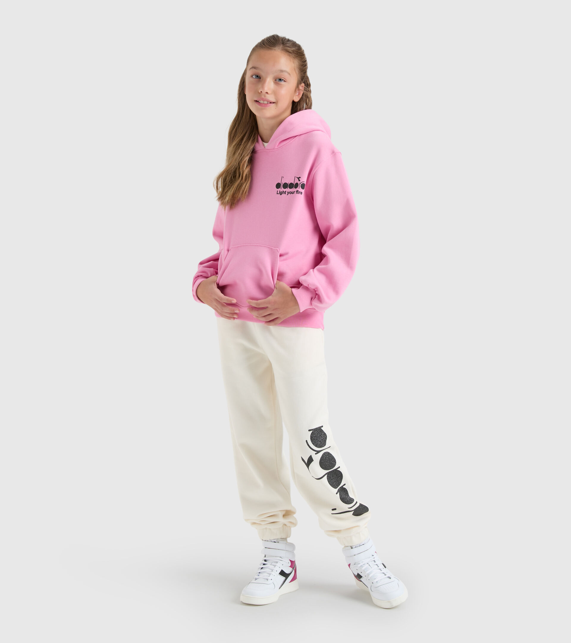 Hoodie with pocket - Girl JG.HOODIE D PINK MOTHER-OF-PEARL - Diadora