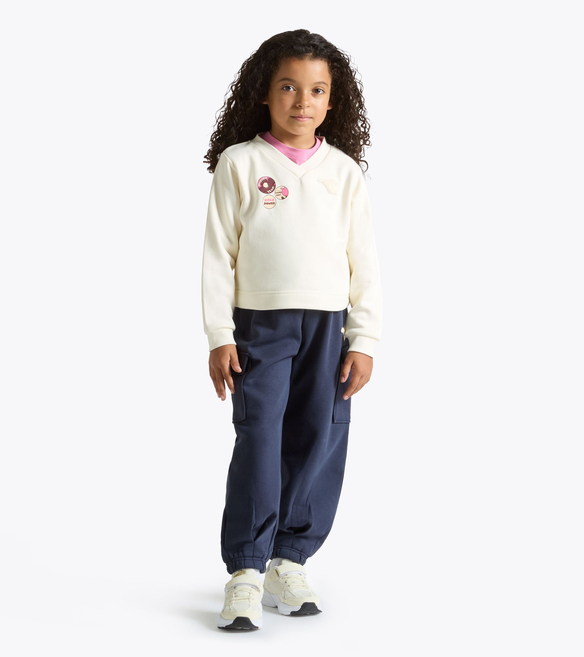Ch&aacute;ndal cotton look - Regular/Relaxed - Ni&ntilde;a JG. TRACKSUIT FZ LOGO (BR) BIANCO GARDENIA - Diadora