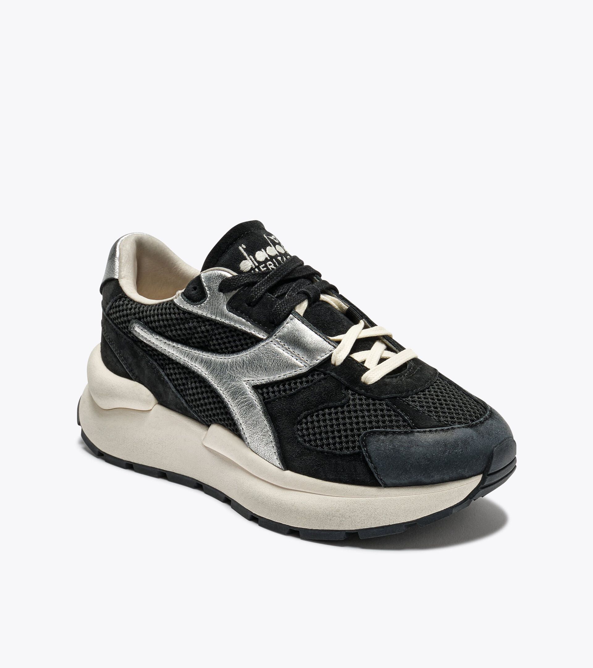Leather and mesh Heritage sneakers  - Women's MERCURY ELITE METAL USED WN BLACK - Diadora