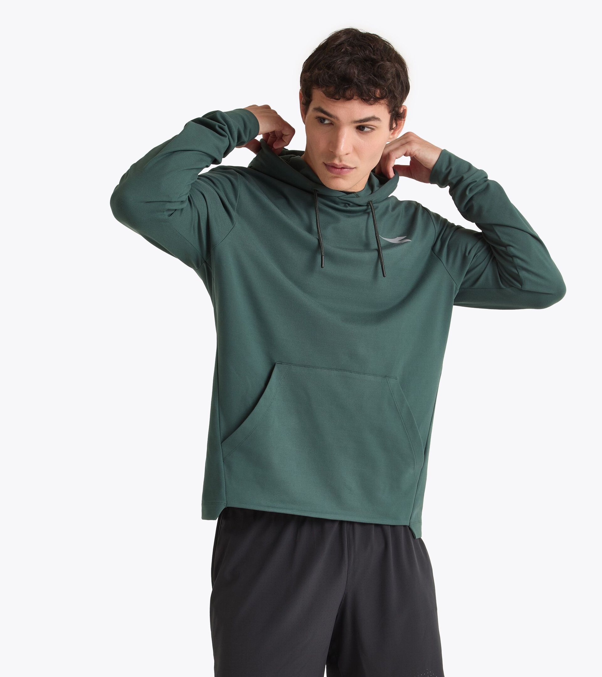 Sudadera de punto para después de entrenar§Hombre JERSEY PULLOVER HOODIE RUN CREW CILANTRO - Diadora