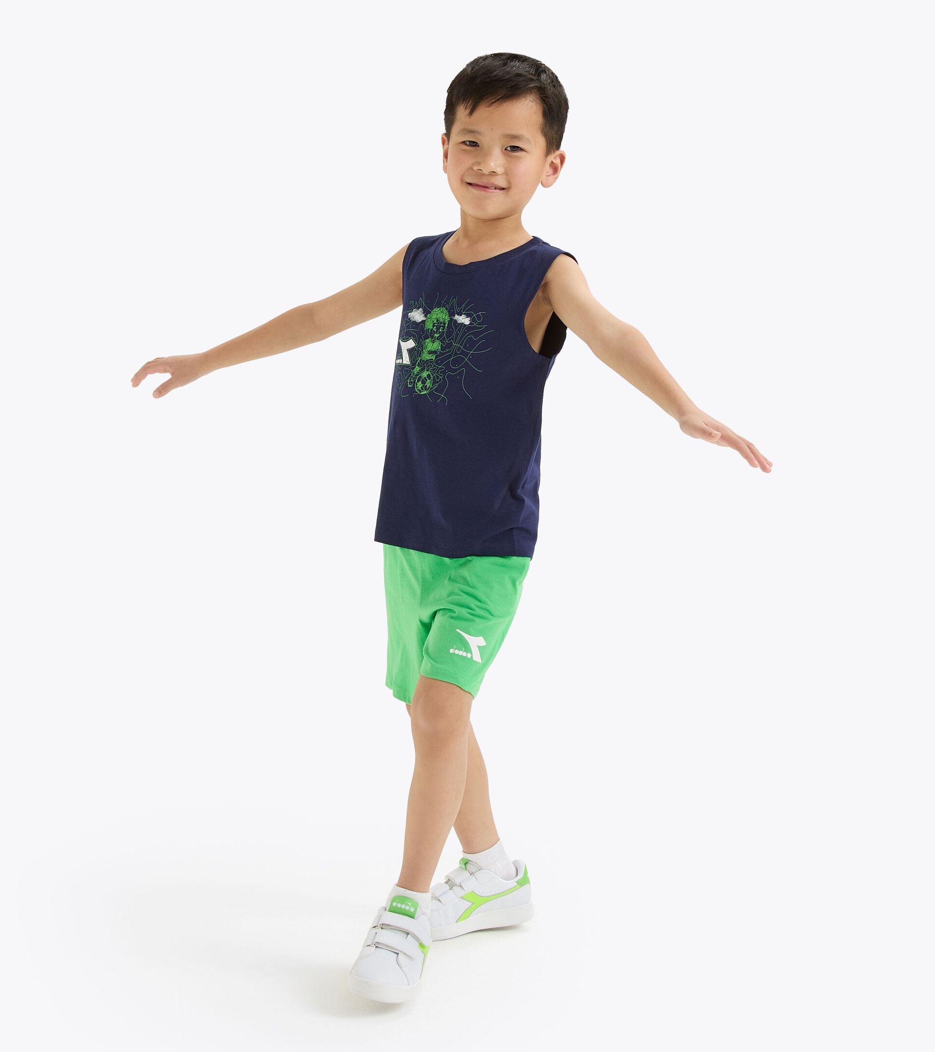 Conjunto deportivo - Camiseta sin mangas y pantalones cortos - Niños y adolescentes JB. SET SL RIDDLE AZUL CHAQUETON - Diadora