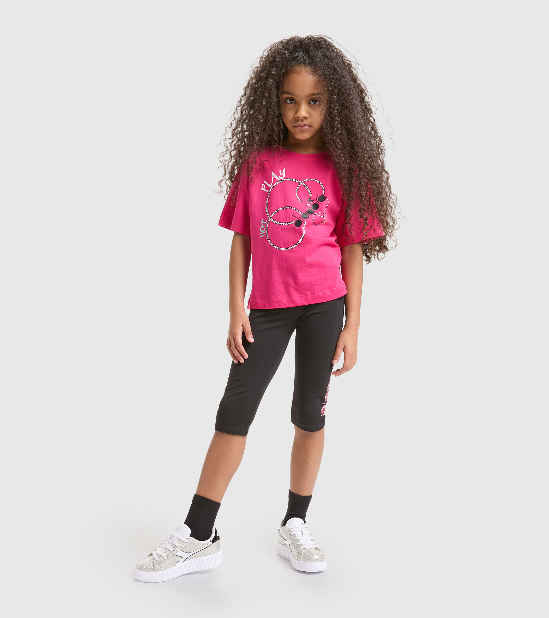 Stretchy T-shirt and shorts set - Girls JG.SET HOOPS SHOCKING PINK - Diadora