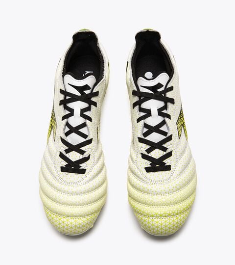 BRASIL ELITE GR LT LP12, WHITE/BLACK/FLUO YELLOW DD Calcio boots for firm ground - Men's BRASIL ELITE GR LT LP12 WHITE/BLACK/FLUO YELLOW DD - Diadora