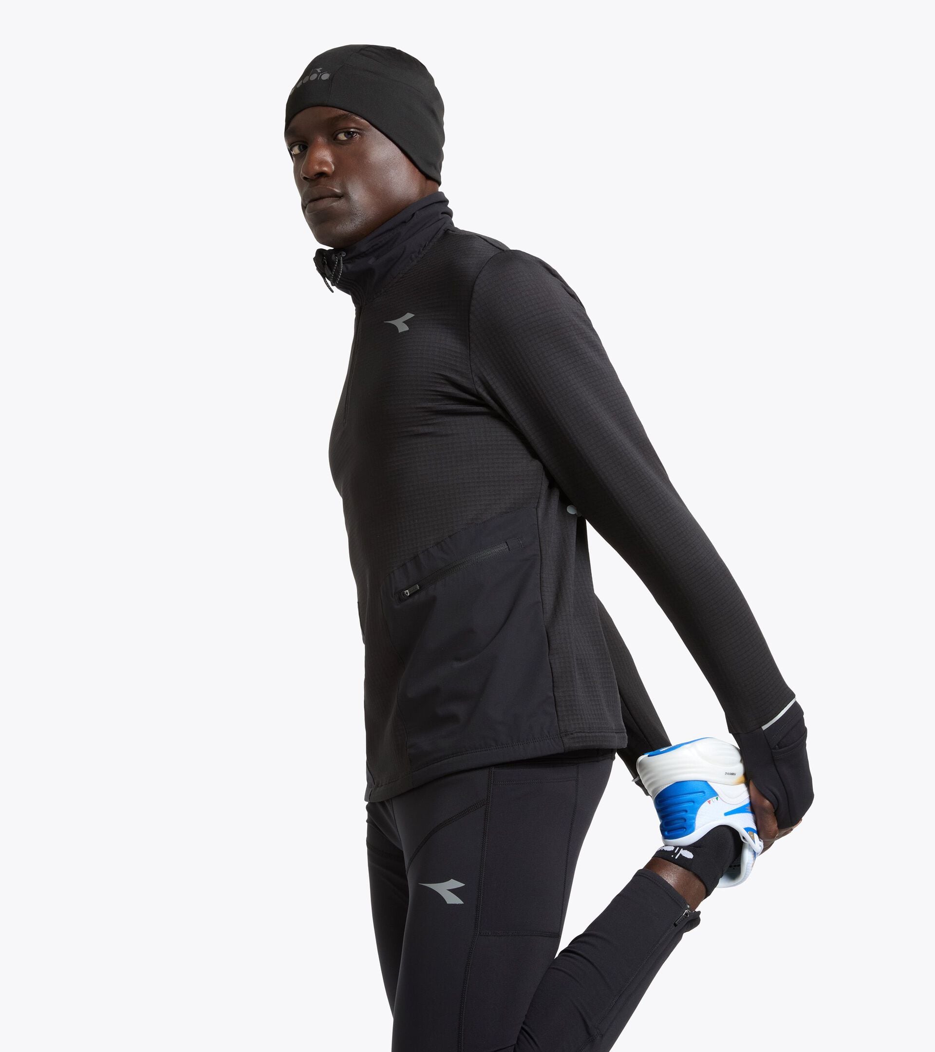 Thermoregulating Fleece with FIBRAZERO Yarns - Running Winter Protection - Men&rsquo;s WARM UP WINTER FIBRAZERO BLACK - Diadora