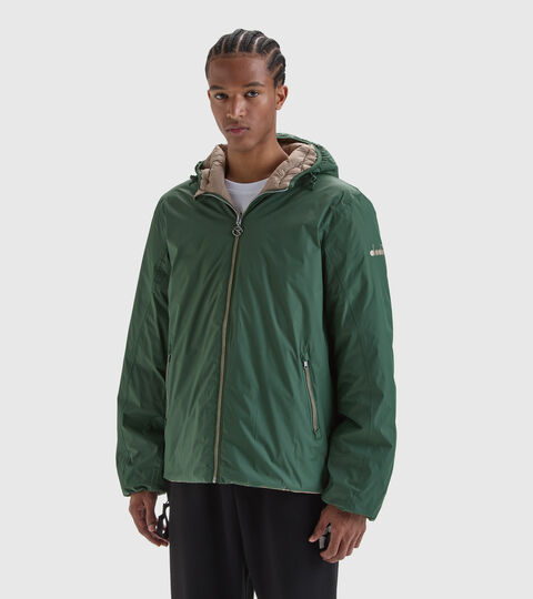 Reversible puffer jacket - Men HOODIE INSULATED JACKET GREEN MILITARY/BROWN ACORN - Diadora