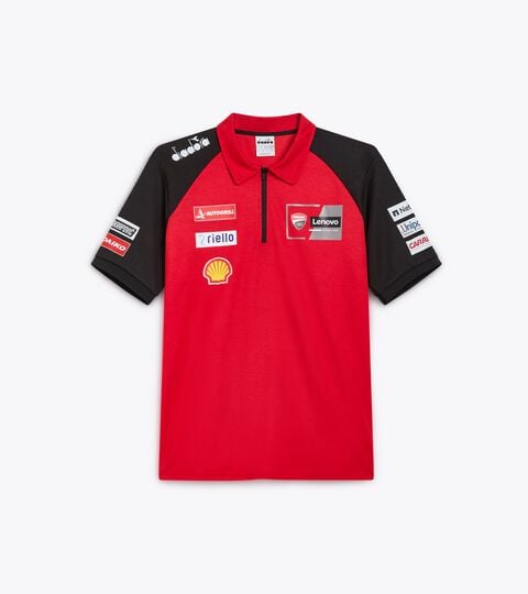 POLO DUCATI REPLICA MGP24, DUCATI MGP RED/BLACK Sporty Ducati 2024 MotoGP Polo - Men’s POLO DUCATI REPLICA MGP24 DUCATI MGP RED/BLACK - Diadora