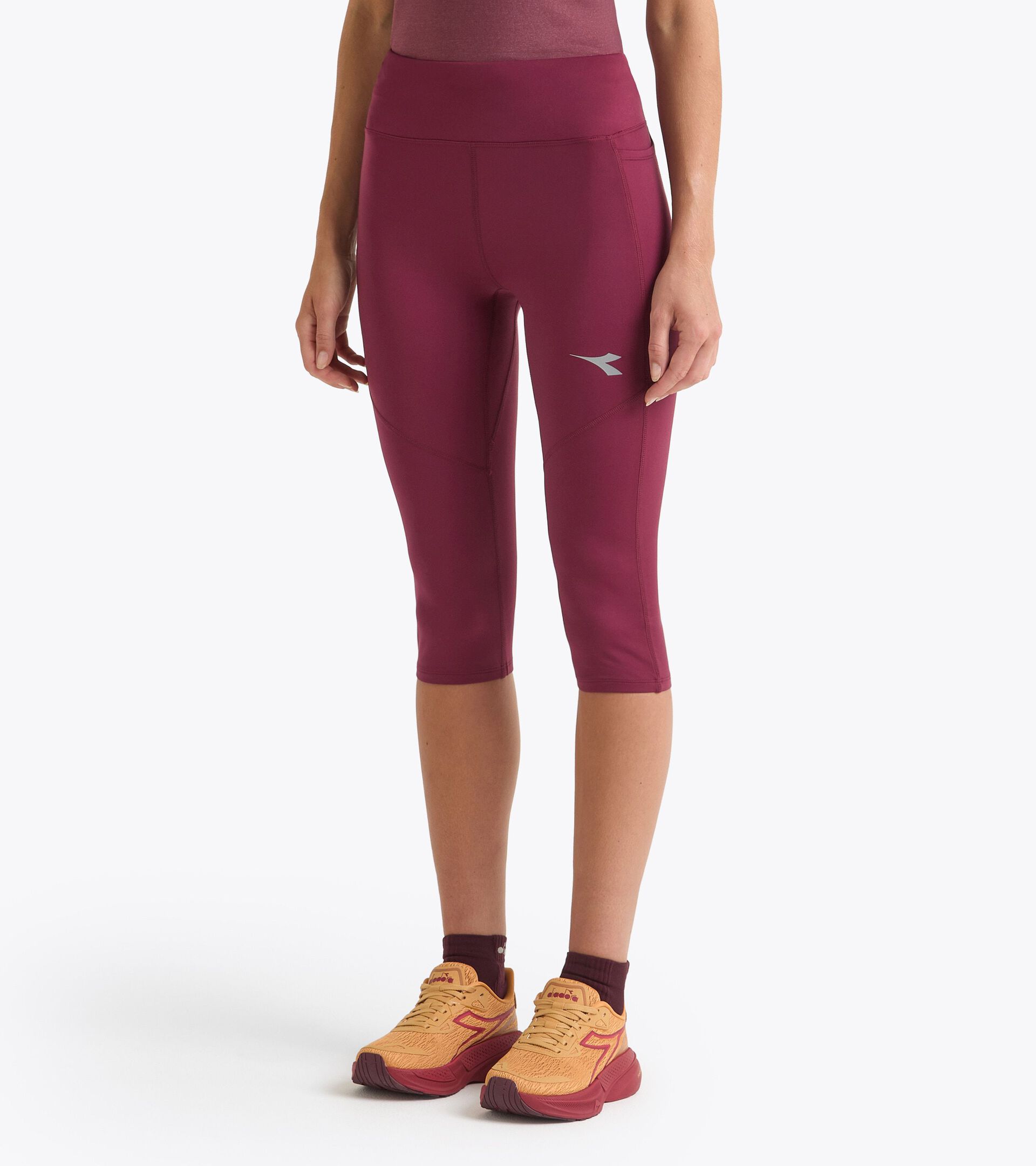 3/4 running tights - Women’s L. 3/4 TIGHTS RUN CREW MAROON BANNER - Diadora