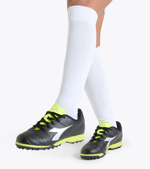 PICHICHI 3 TF JR, BLACK/YELLOW FL DD/SILVER Hard ground and artificial turf football boot - Unisex kids PICHICHI 3 TF JR BLACK/YELLOW FL DD/SILVER - Diadora