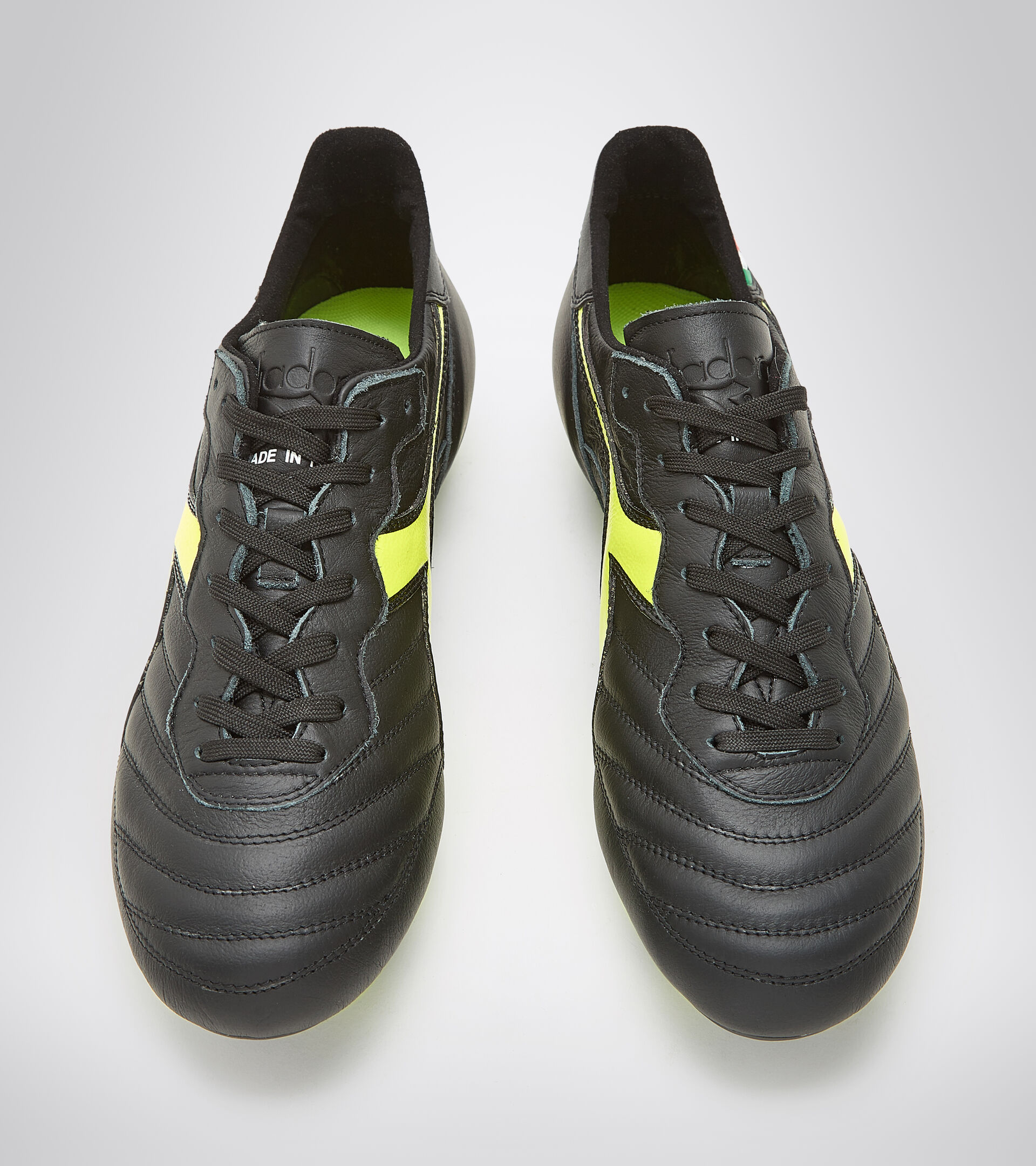 Firm ground football boots - Made in Italy BRASIL ITALY OG LT+  MDPU BLACK/FLUO YELLOW DIADORA - Diadora