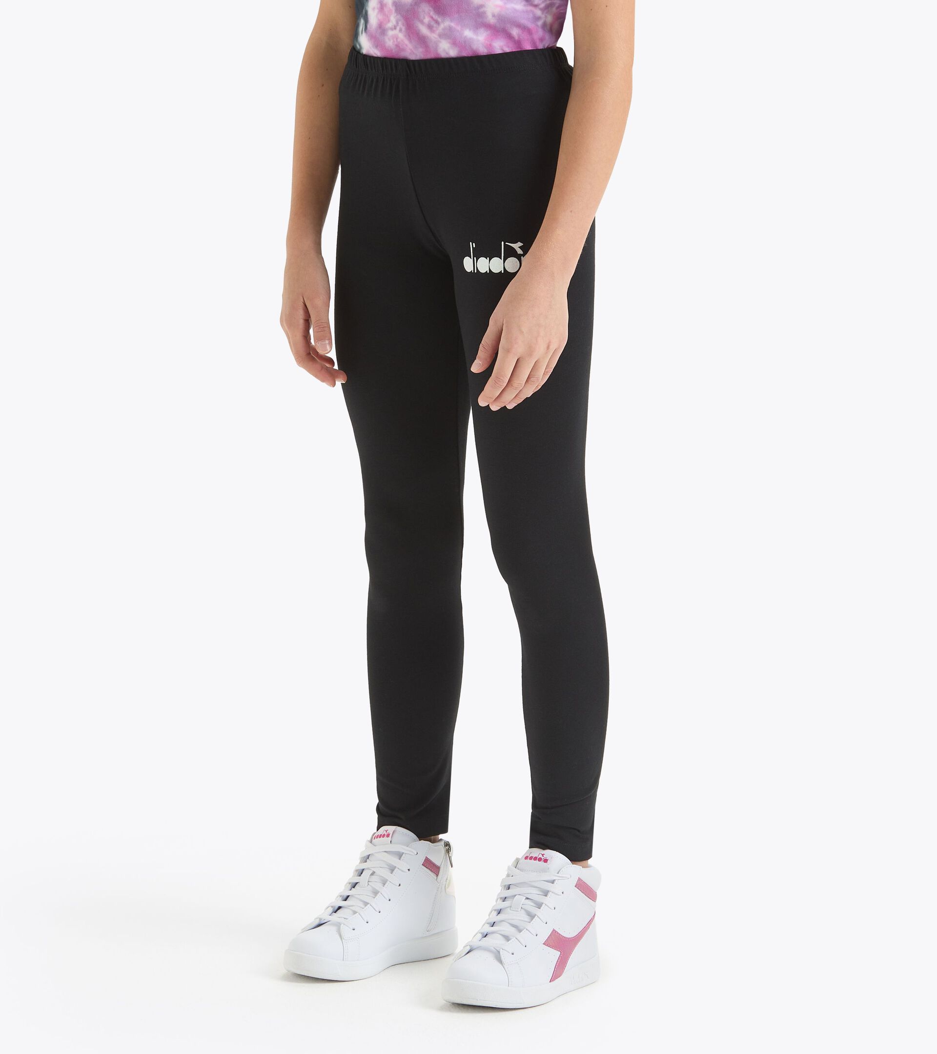 Sporty leggings - Girl JG.LEGGINS LOGO PATCH BLACK - Diadora