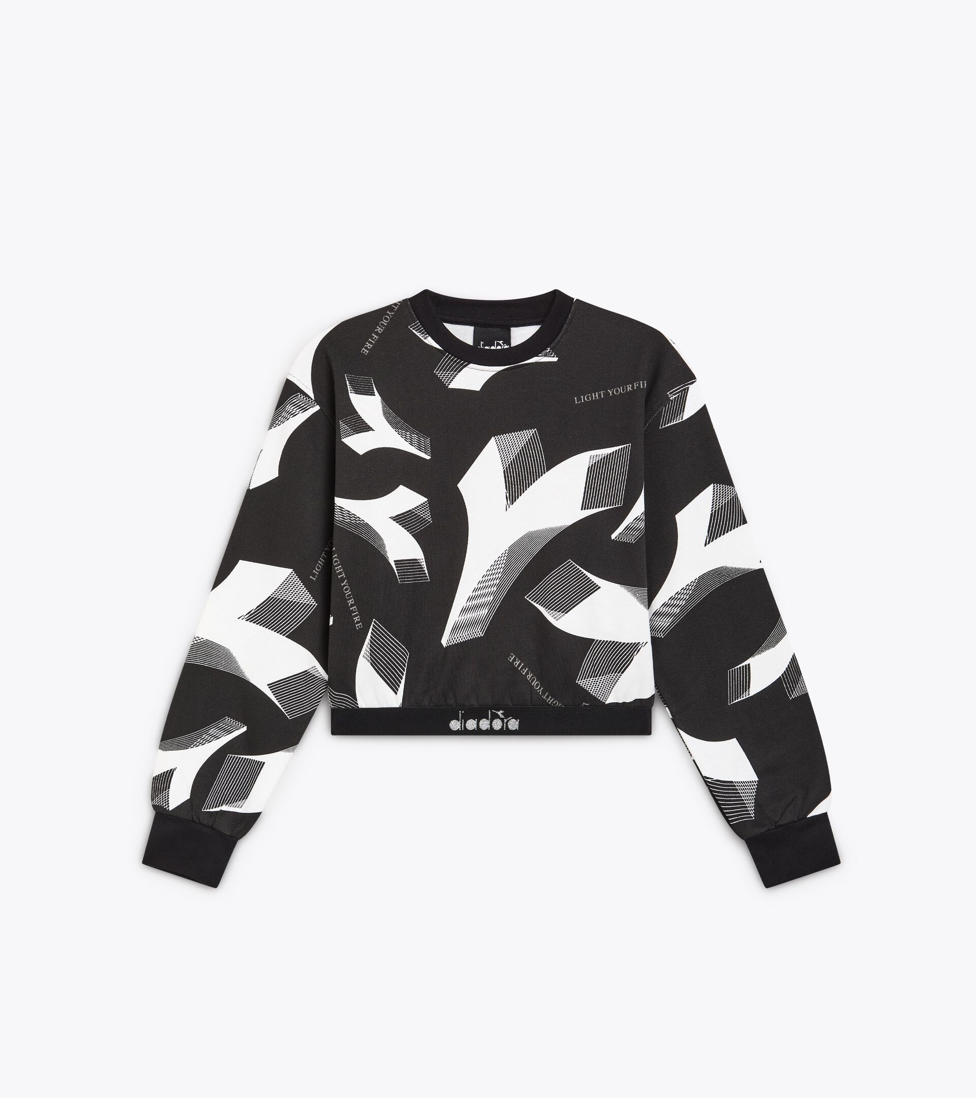 Cropped sweatshirt - Girl JG. SWEATSHIRT CROP AOP BLACK - Diadora