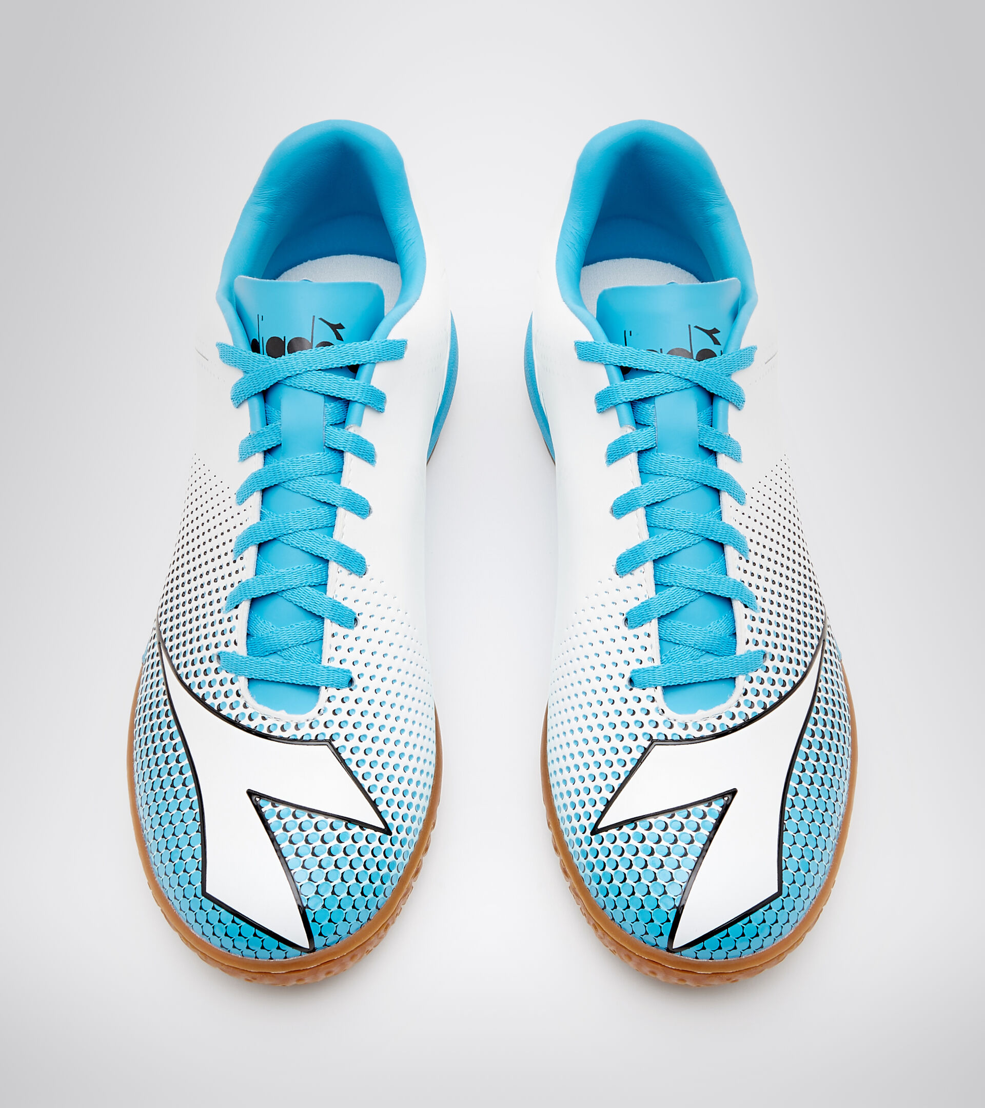 Indoor and parquet court futsal boots BOMBER IDR WHITE/CYAN BLUE FLUO/BLACK - Diadora