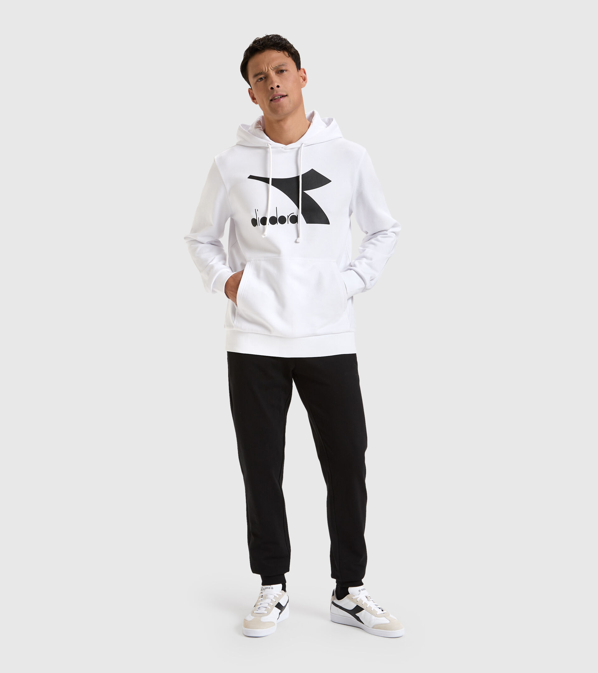 Cotton hoodie - Men HOODIE CHROMIA OPTICAL WHITE - Diadora