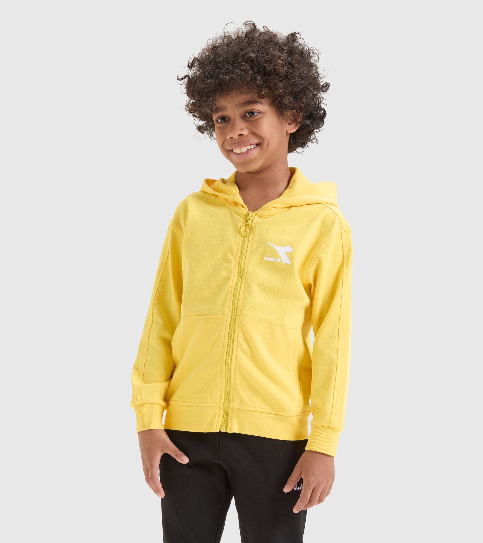 Felpa sportiva in cotone Junior - Unisex JU. HOODIE FZ RAINBOW GIALLO REGNO - Diadora