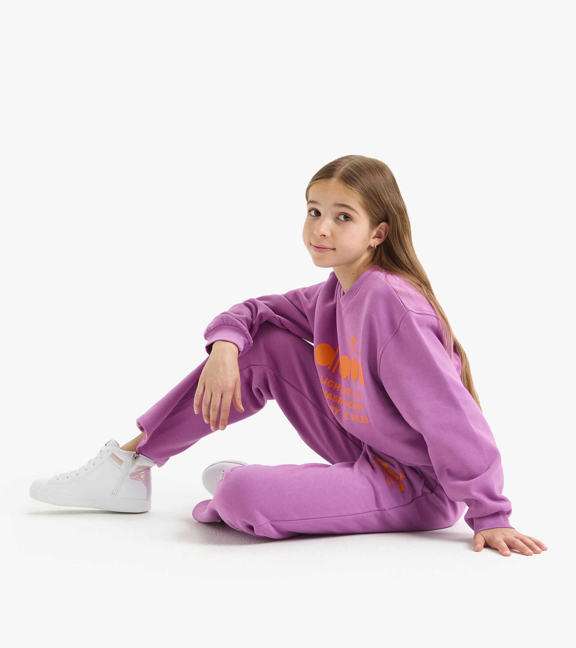 Pantalón de chándal - Niña JG.WIDE PANT LOGO PASTEL VIOLETA LAVENDULA - Diadora