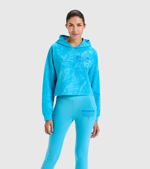 Cropped organic cotton hoodie - Women L. HOODIE CROP MANIFESTO SKY BLUE INTENSE - Diadora