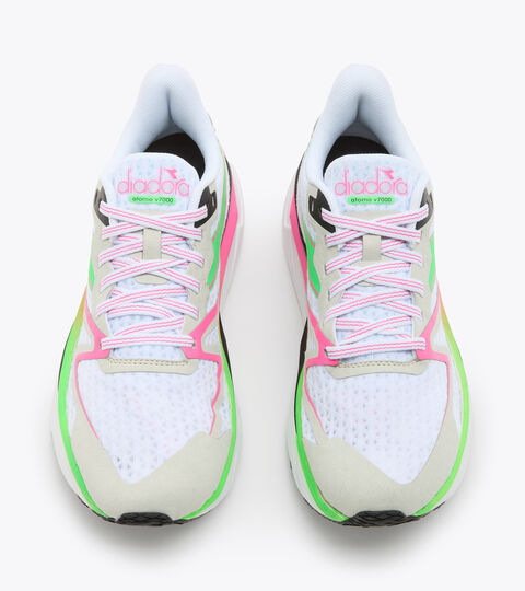 ATOMO V7000 W, WHITE/GREEN FLUO/PINK FLUO Made in Italy Running shoes - Women ATOMO V7000 W WHITE/GREEN FLUO/PINK FLUO - Diadora