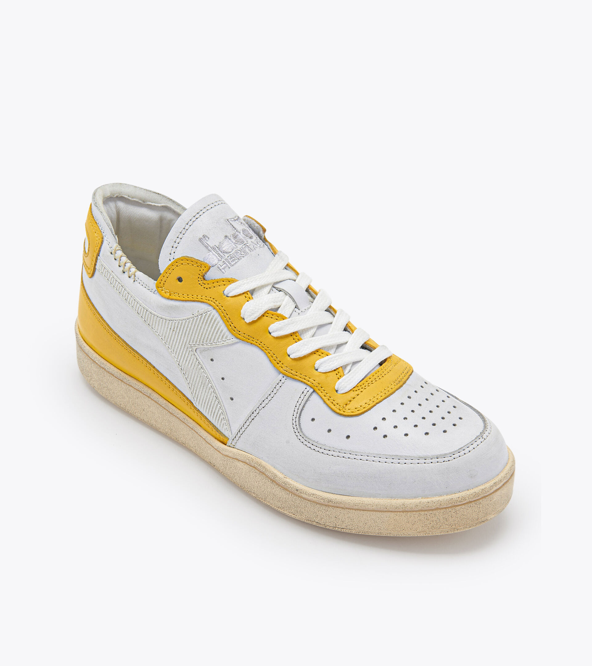 Heritage shoe - Unisex MI BASKET ROW CUT WHITE/EMPIRE YELLOW - Diadora
