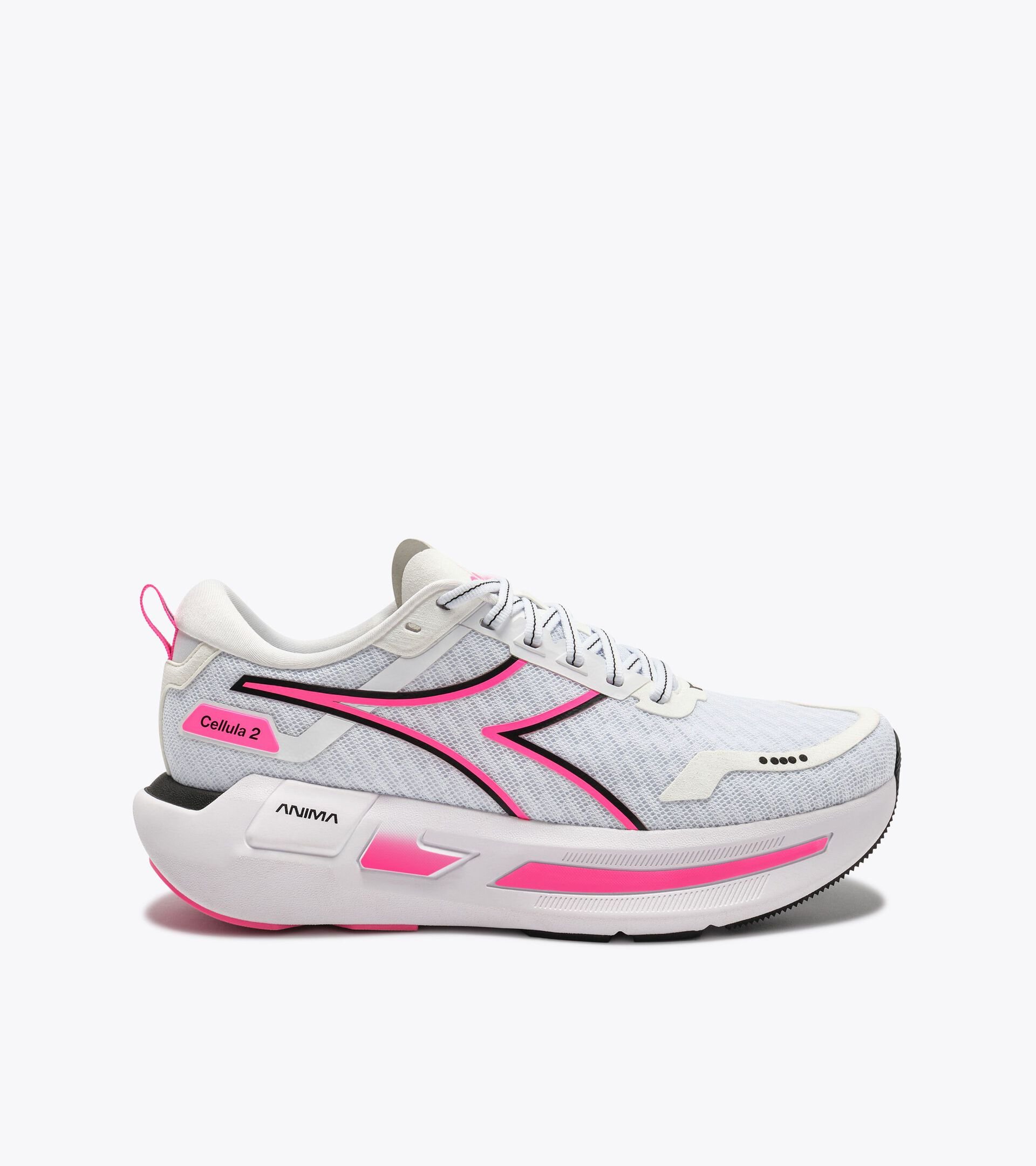 Neutral running shoe - Comfort and stability - Women's CELLULA  2 W WHITE/BLACK/PINK FL - Diadora