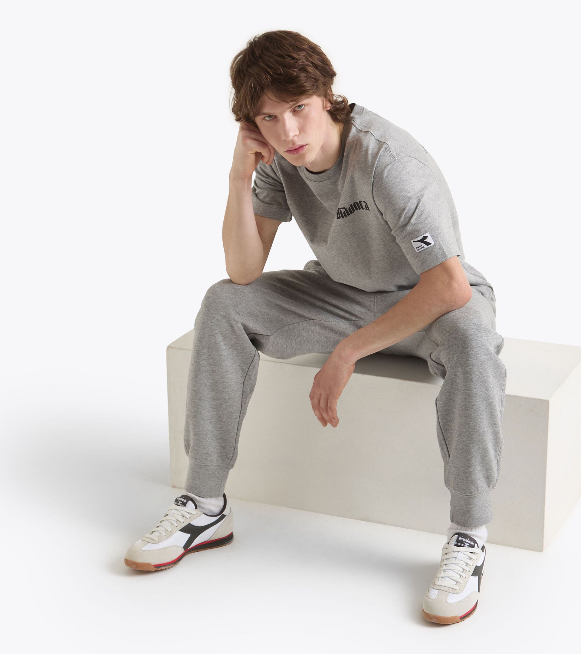 Sweatpants - All-gender PANTS ATHL. LOGO HIGH RISE MELANGE - Diadora