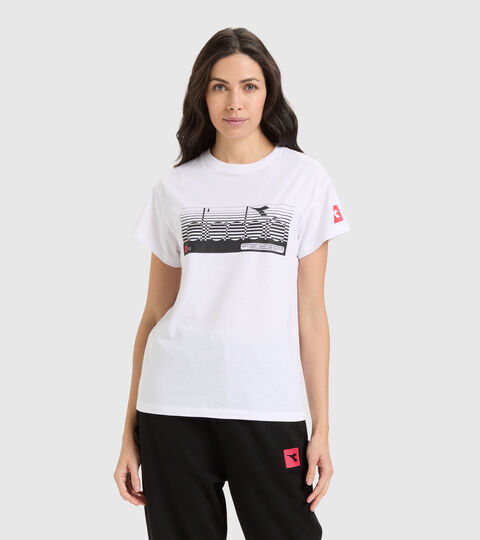 Sports T-shirt - Women L. T-SHIRT SS URBANITY OPTICAL WHITE/BLACK - Diadora
