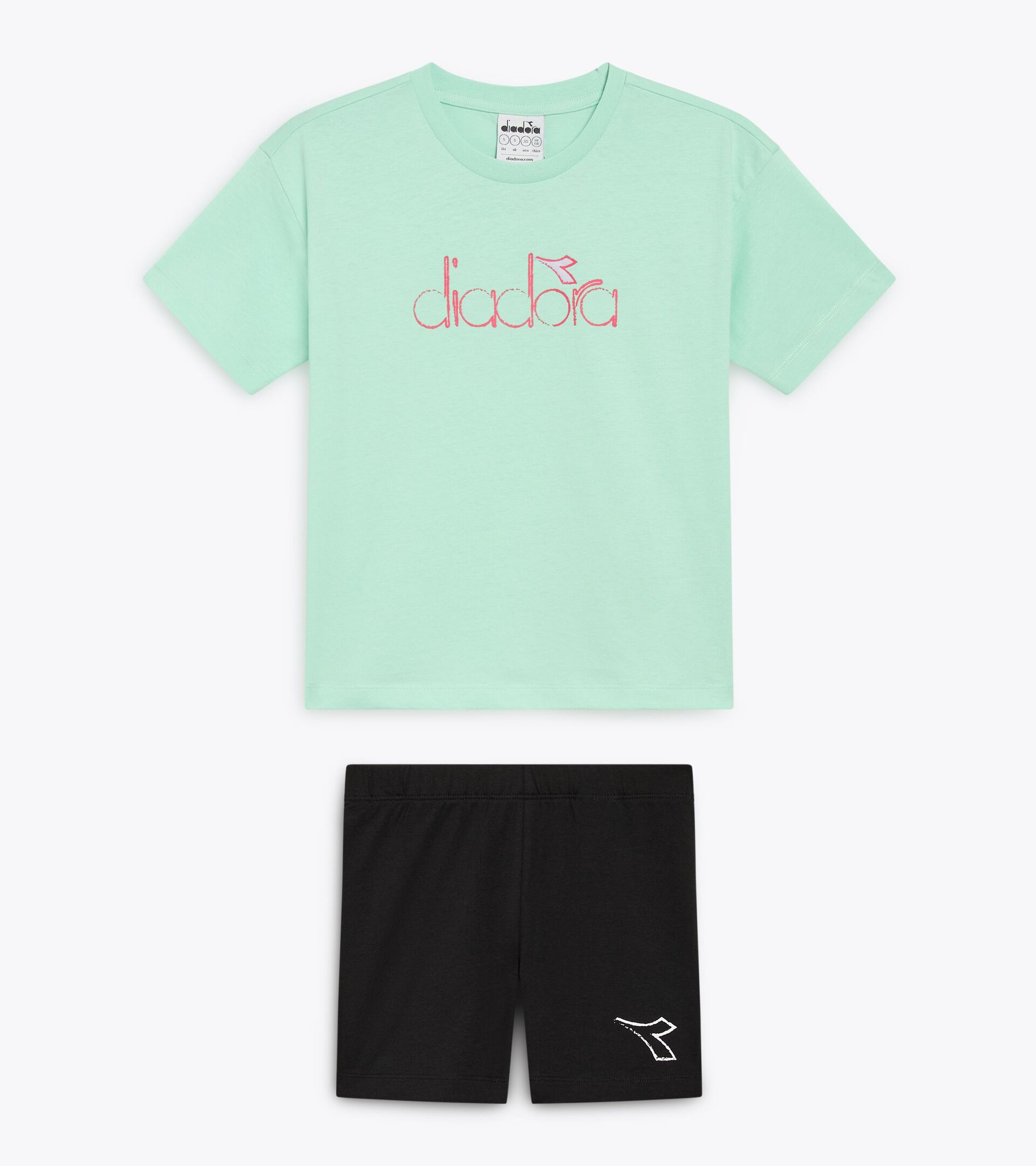 Conjunto deportivo - Camiseta y pantalón corto - Niña JG. SET ESSENTIAL SPORTS SS VERDE HUEVO PAJARO - Diadora