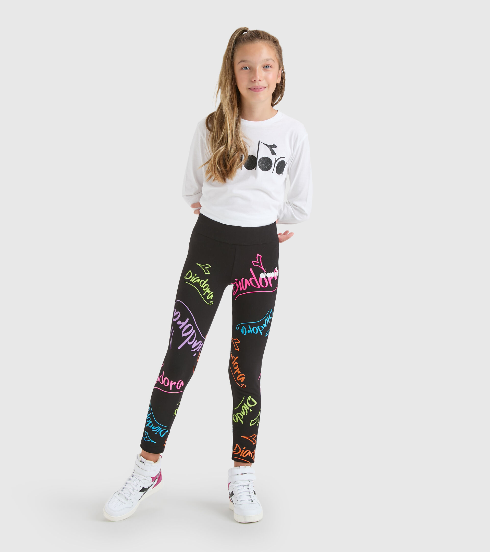 Leggings negros con detalles de colores - Niña JG.LEGGINGS D NEGRO - Diadora